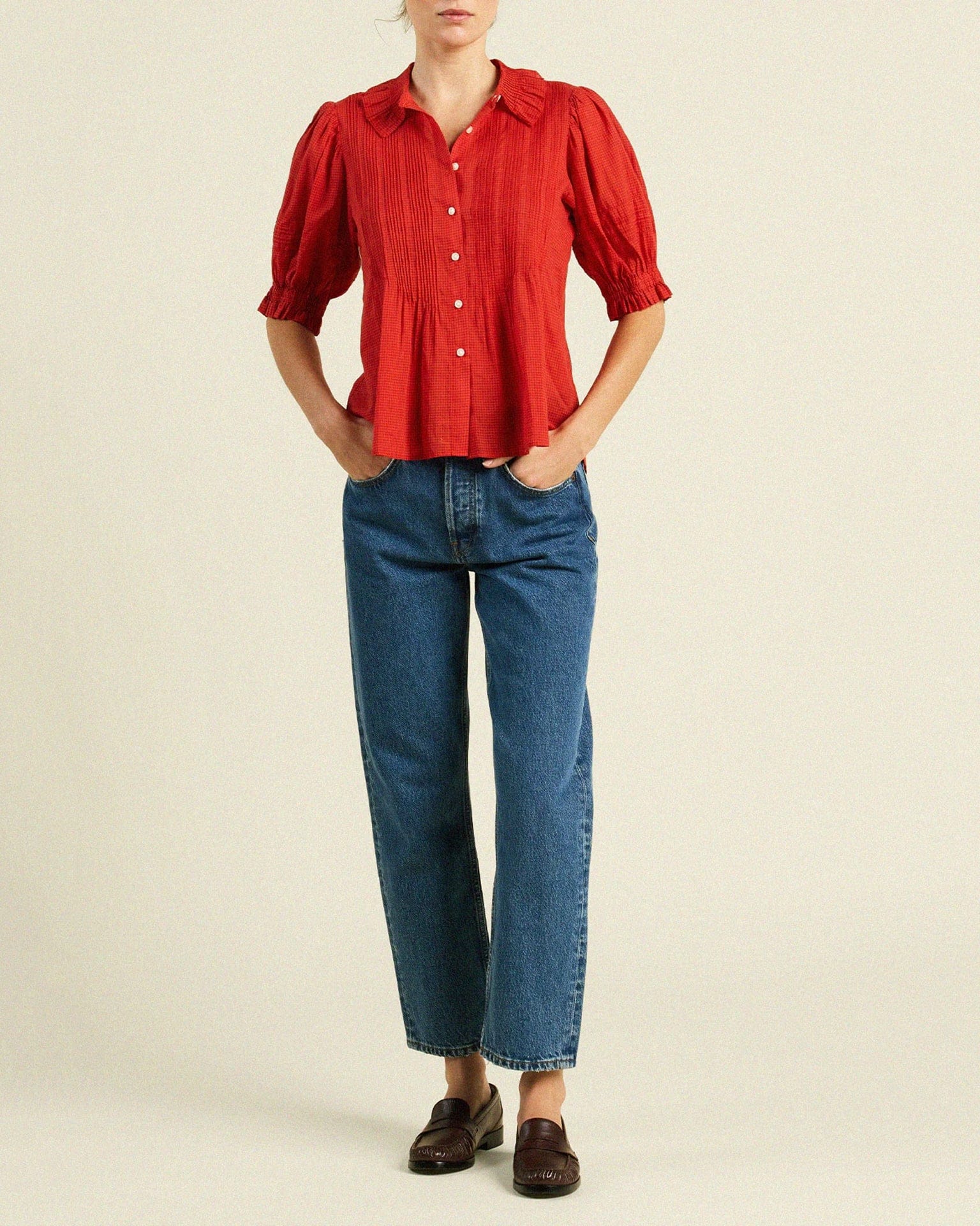 Jess Blouse in Crimson Check - Image 3