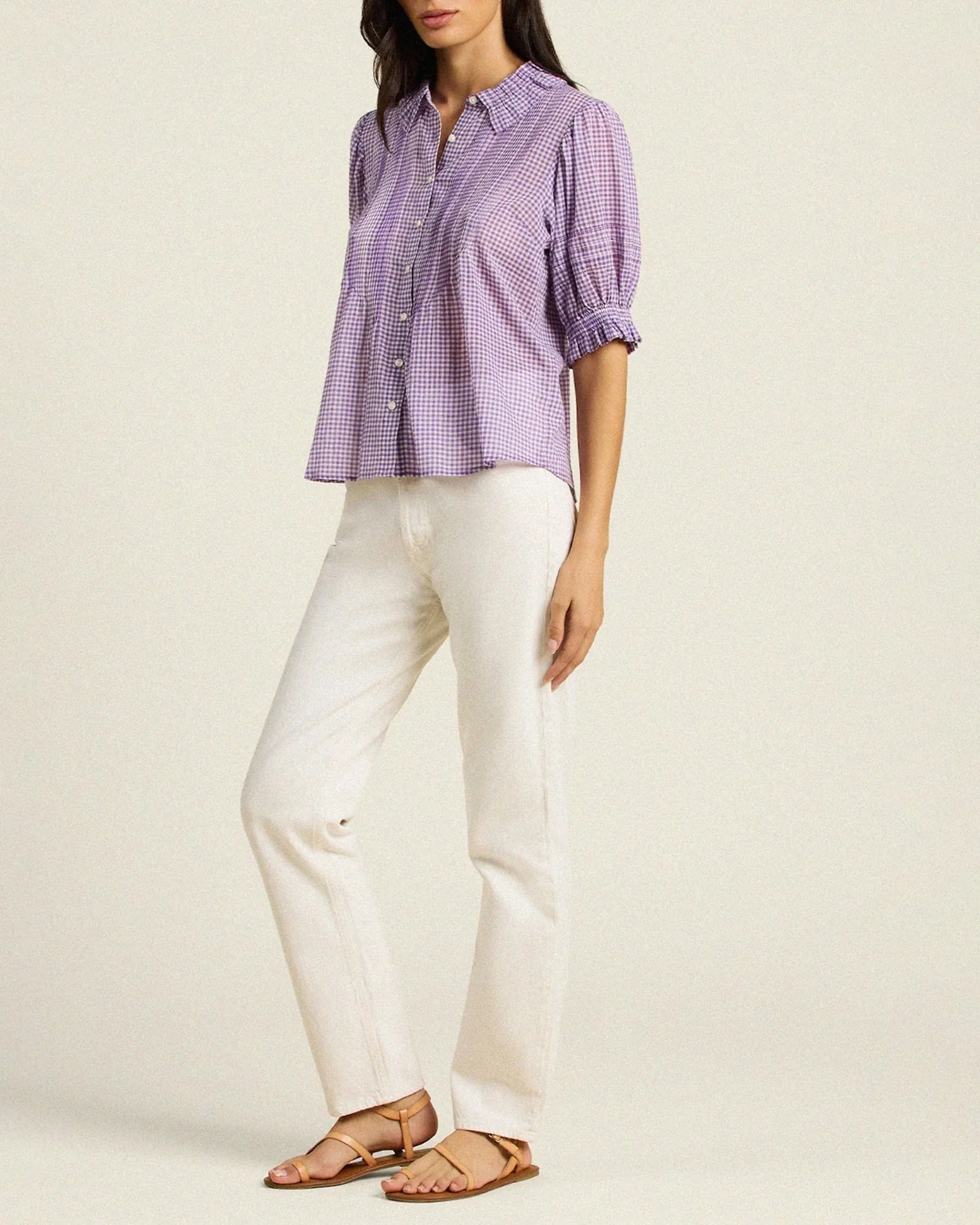 Jess Blouse in Lilac Gingham - Image 2