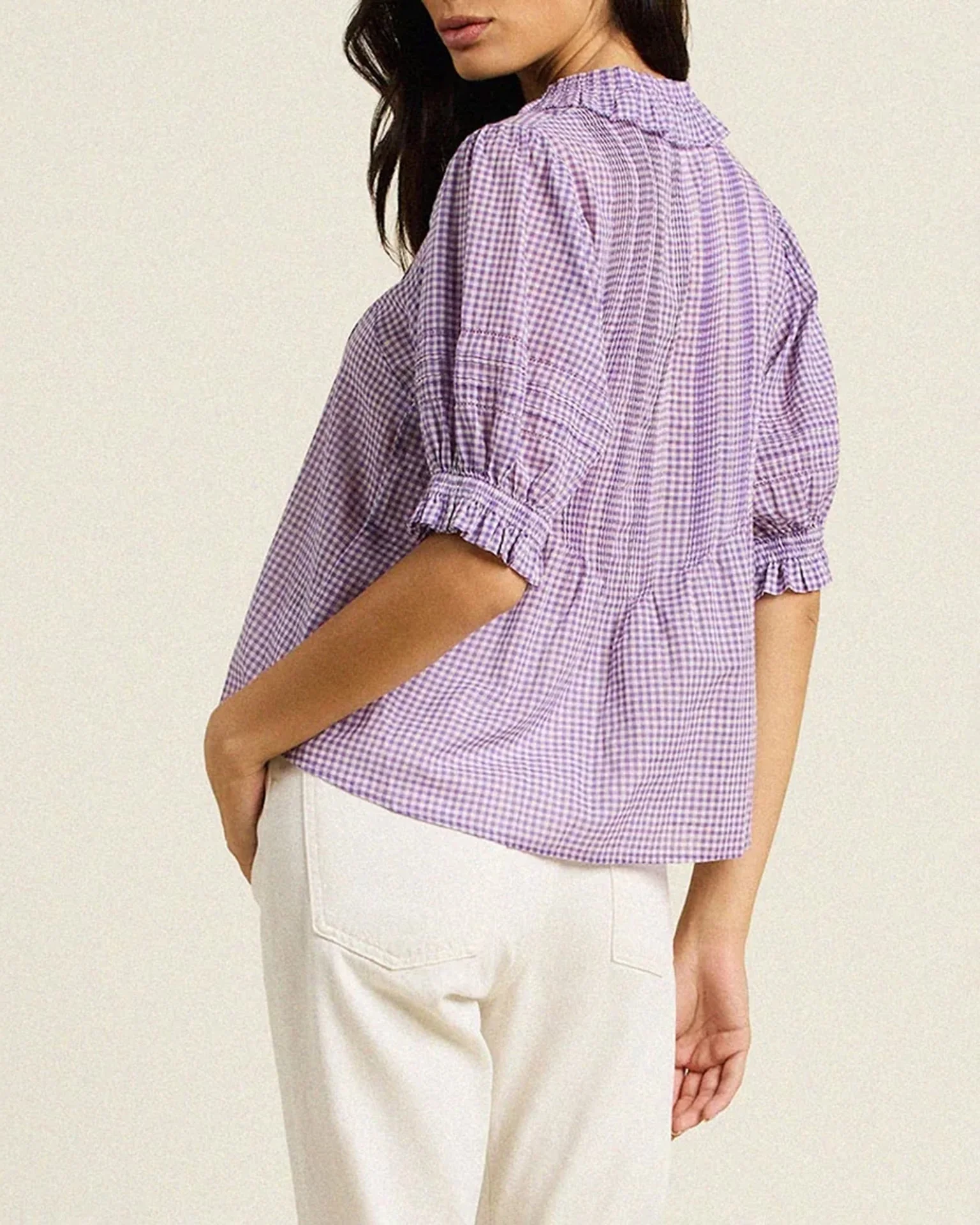 Jess Blouse in Lilac Gingham - Image 3