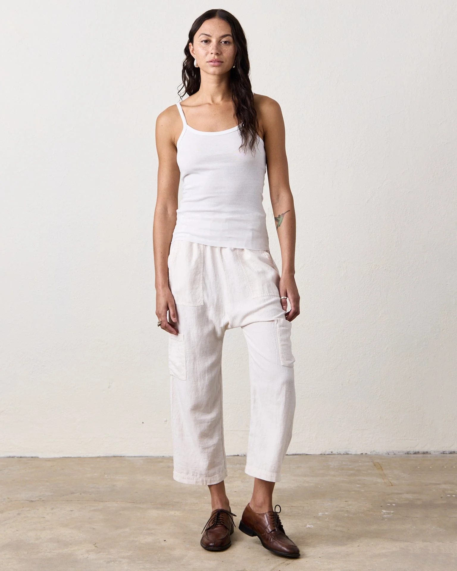 Kai Fitted Rib Cami Tank in Chalk - Image 2