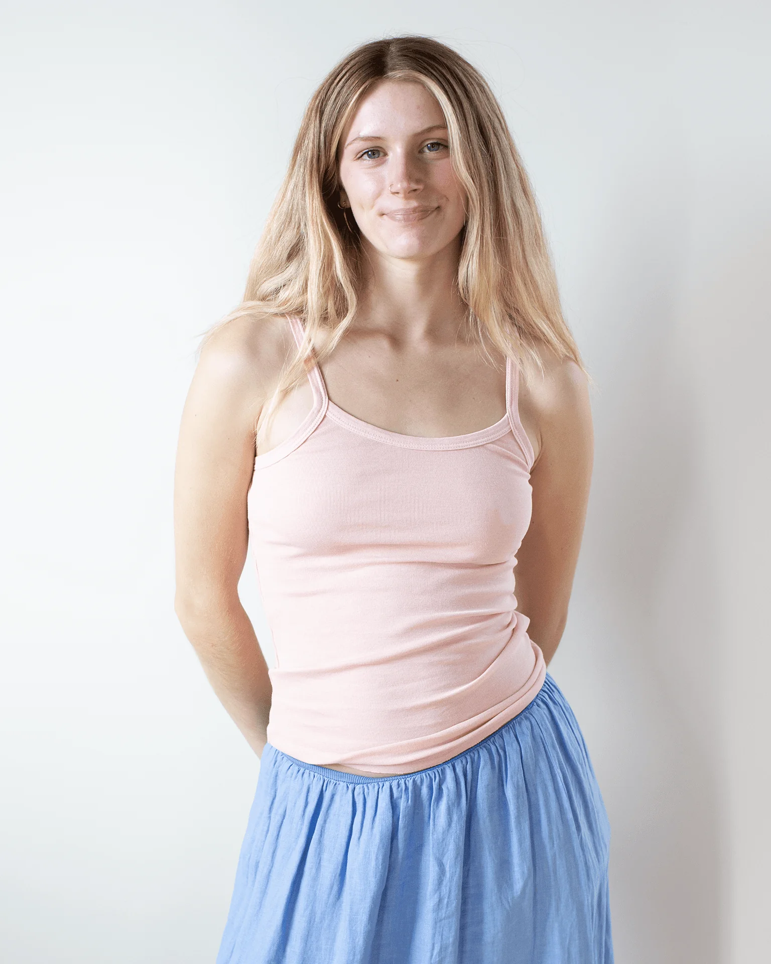 Kai Fitted Rib Cami Tank in Rosy