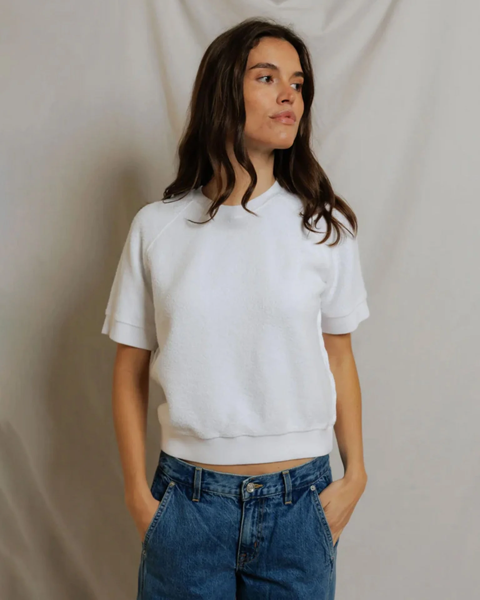 Kennedy - Core Fleece Short Sleeve in White