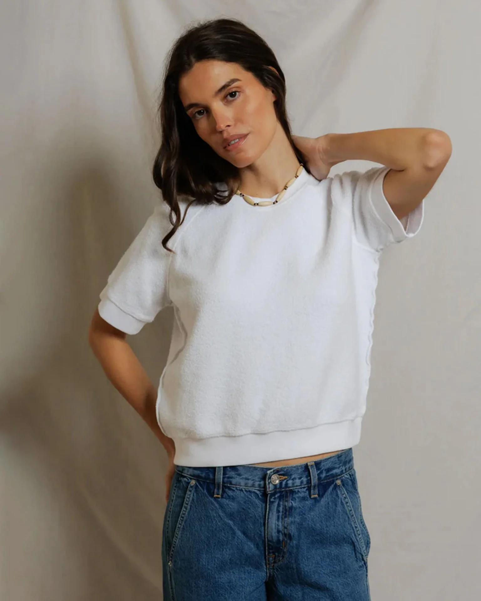 Kennedy - Core Fleece Short Sleeve in White - Image 2