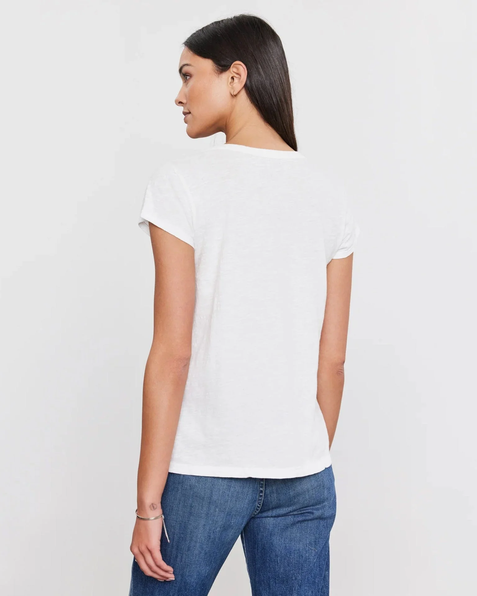 Kira Scoop Neck Tee in White - Image 4