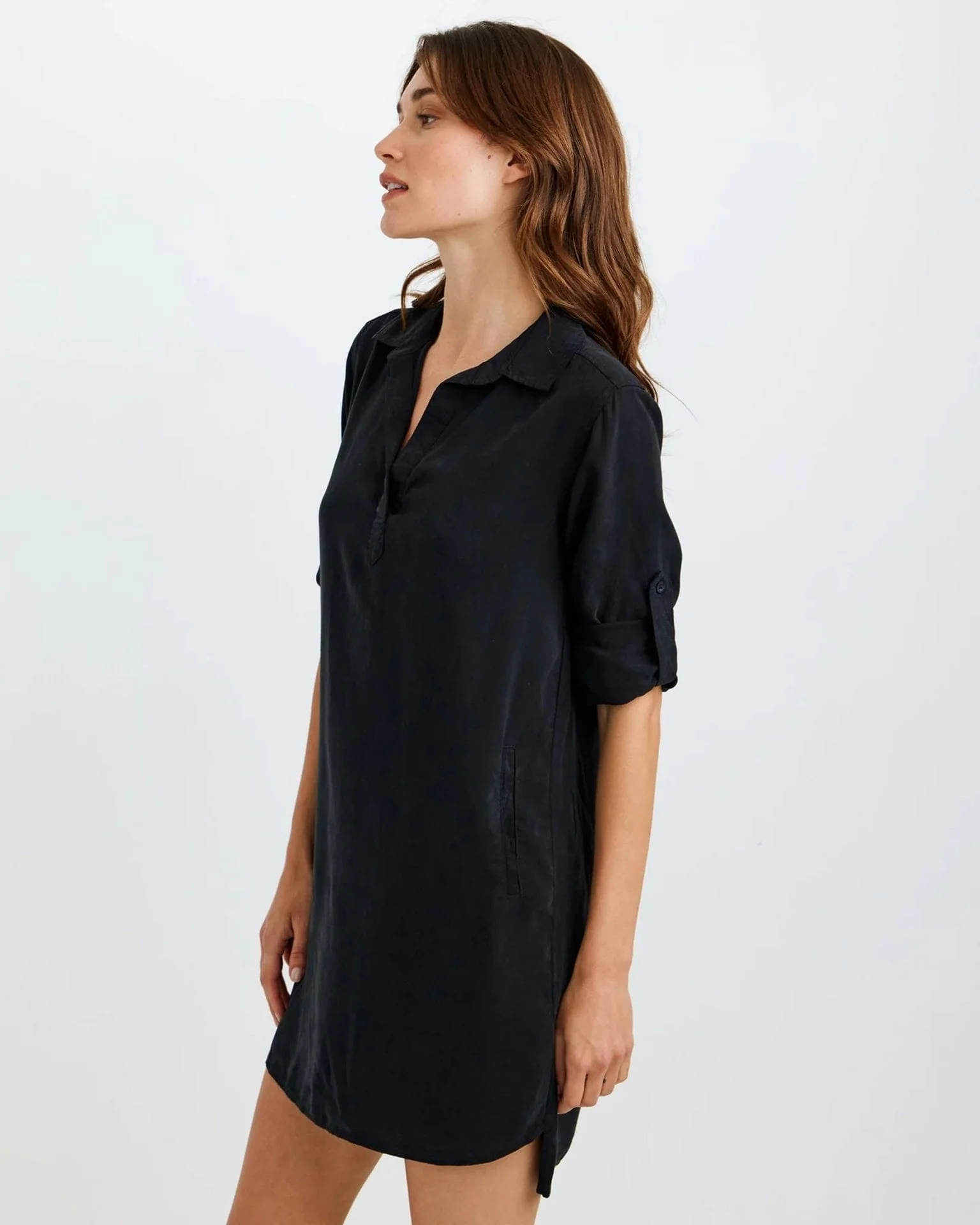 L/S A Line Shirtdress in Vintage Black - Image 3