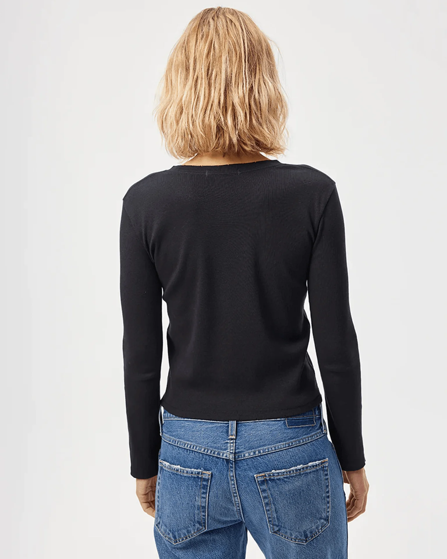 Slim Rib Tee in Black - Image 3