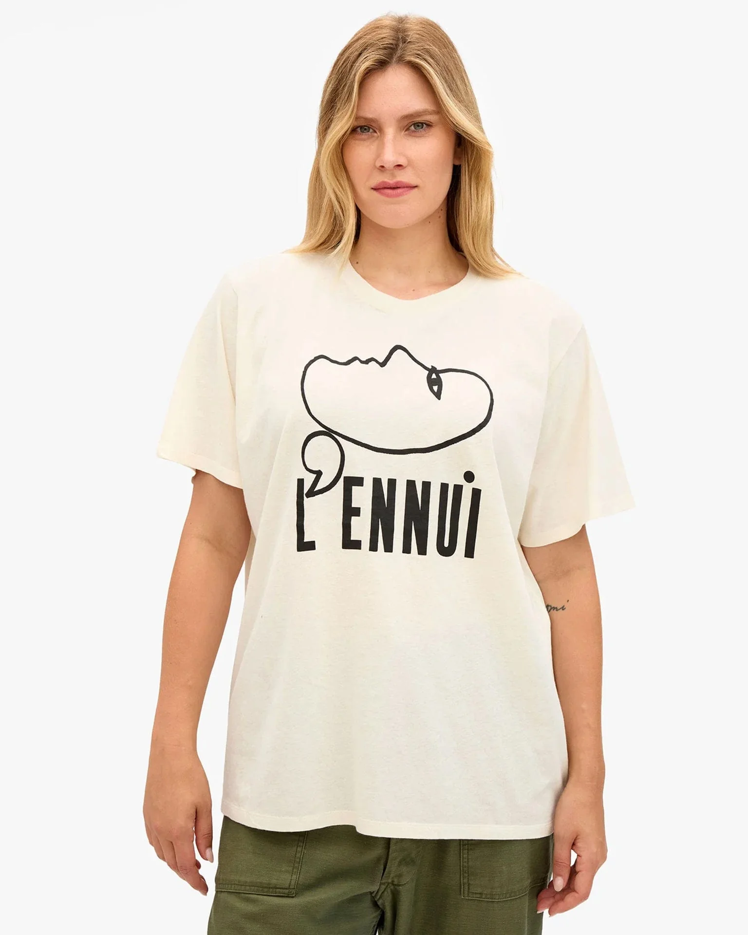 L'Ennui Cttn/Lnn Original Tee in Cream