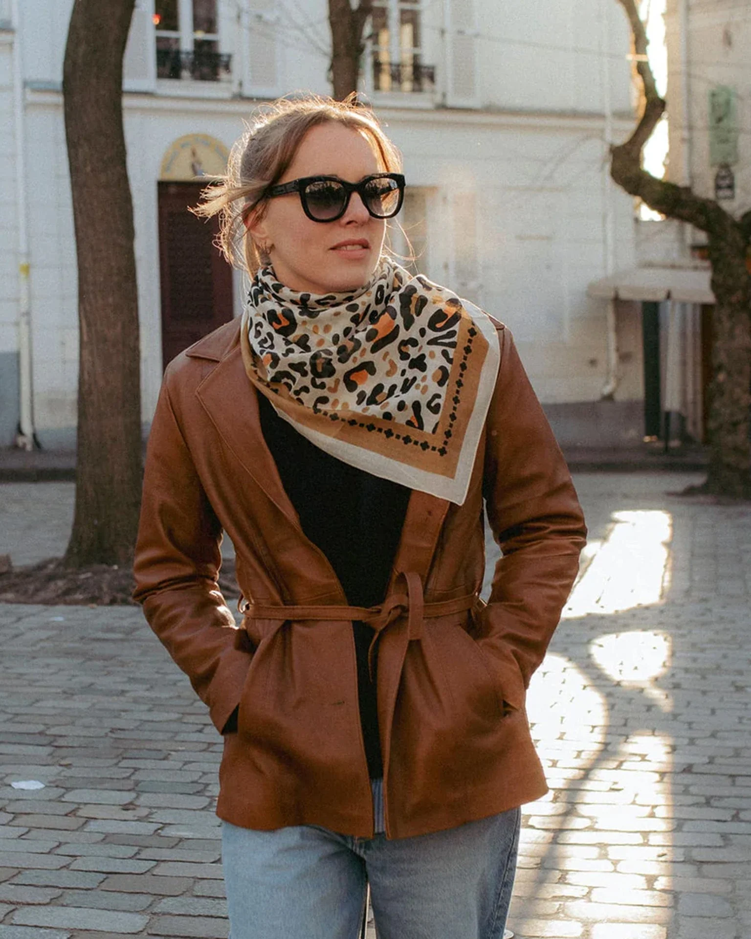 Leo Cotton Bandana in Beige Camel