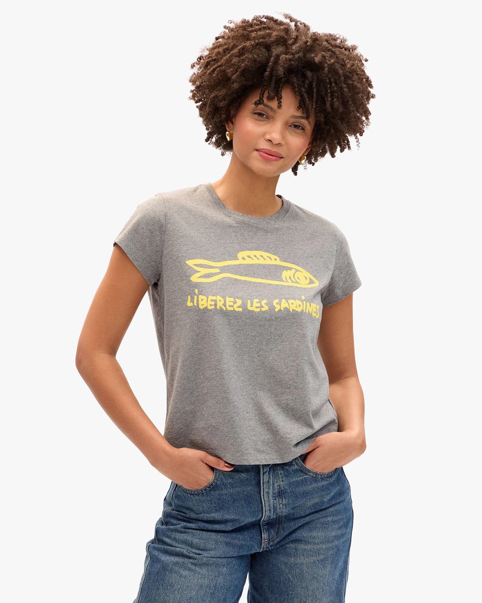 Liberez Les Sardines Classic Tee in Grey Melange
