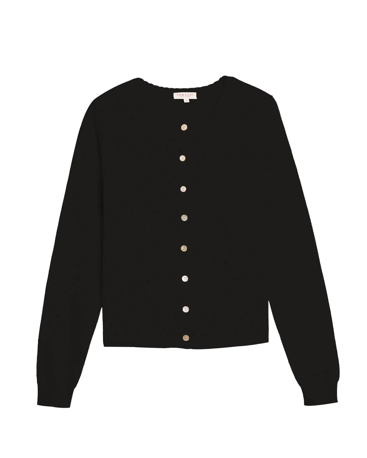 Linda Pointelle Cotton Cardigan in Black