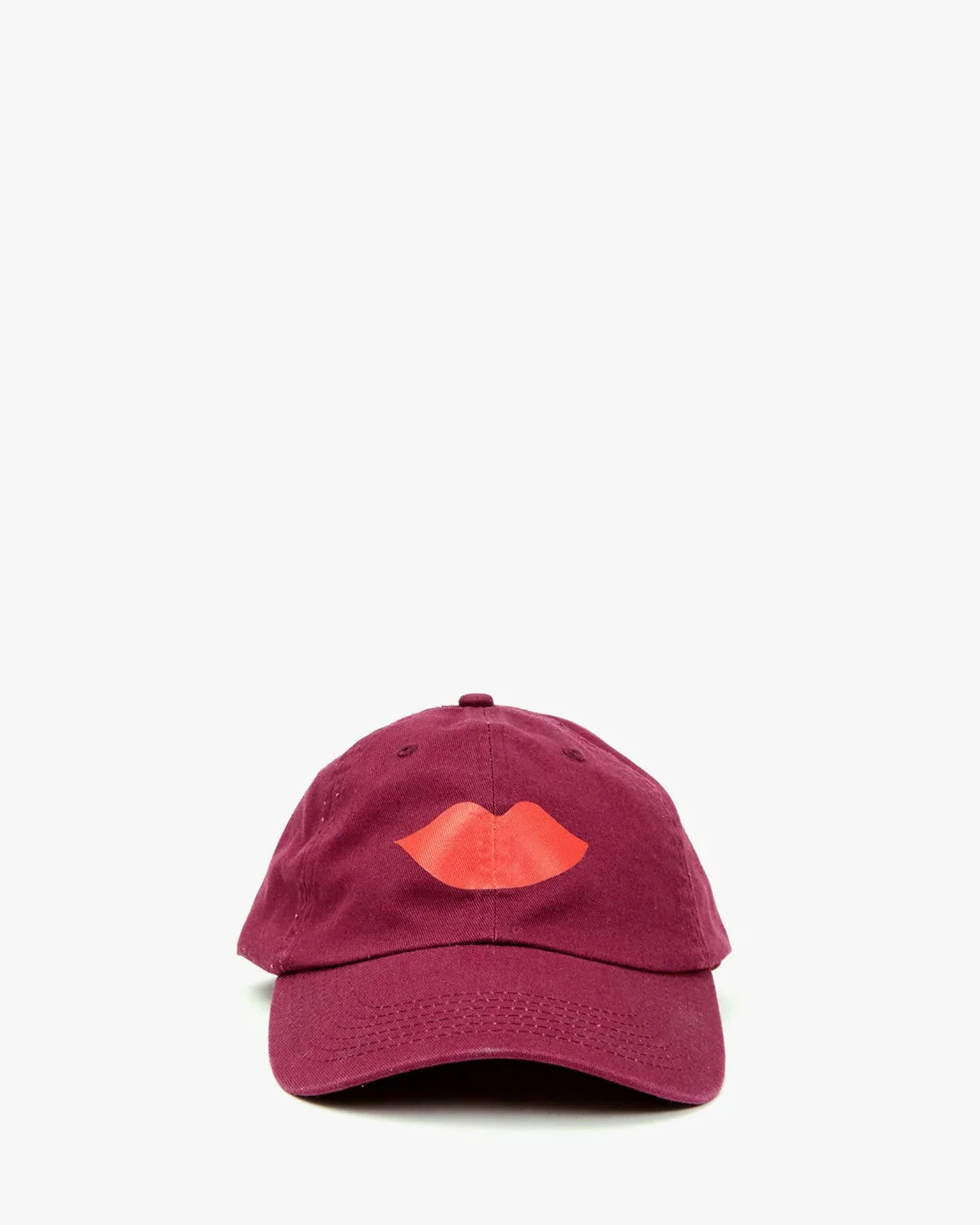 Lips Baseball Hat in Oxblood w/ Poppy
