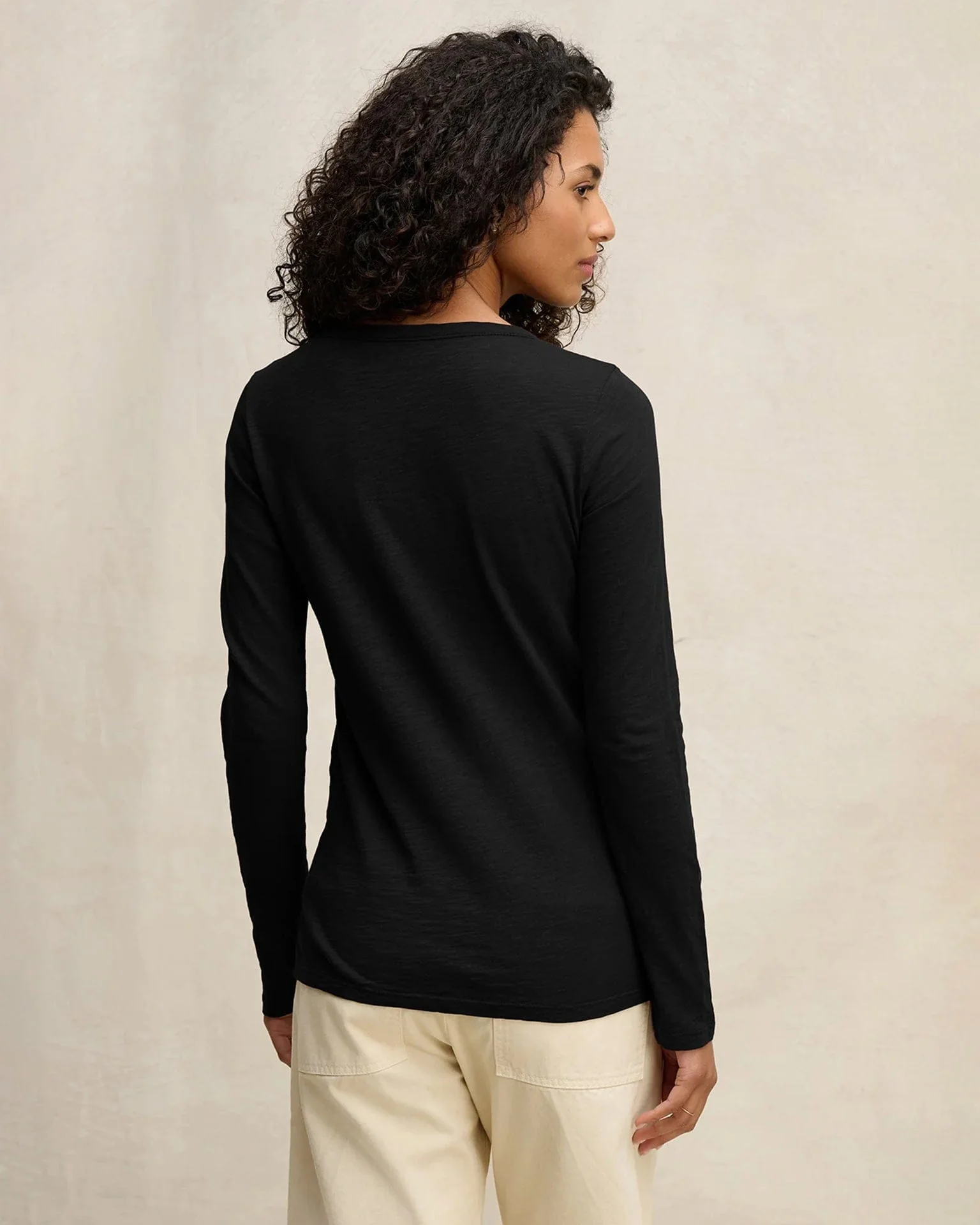 Lizzie Long Sleeve Crew Neck Top in Black - Image 5