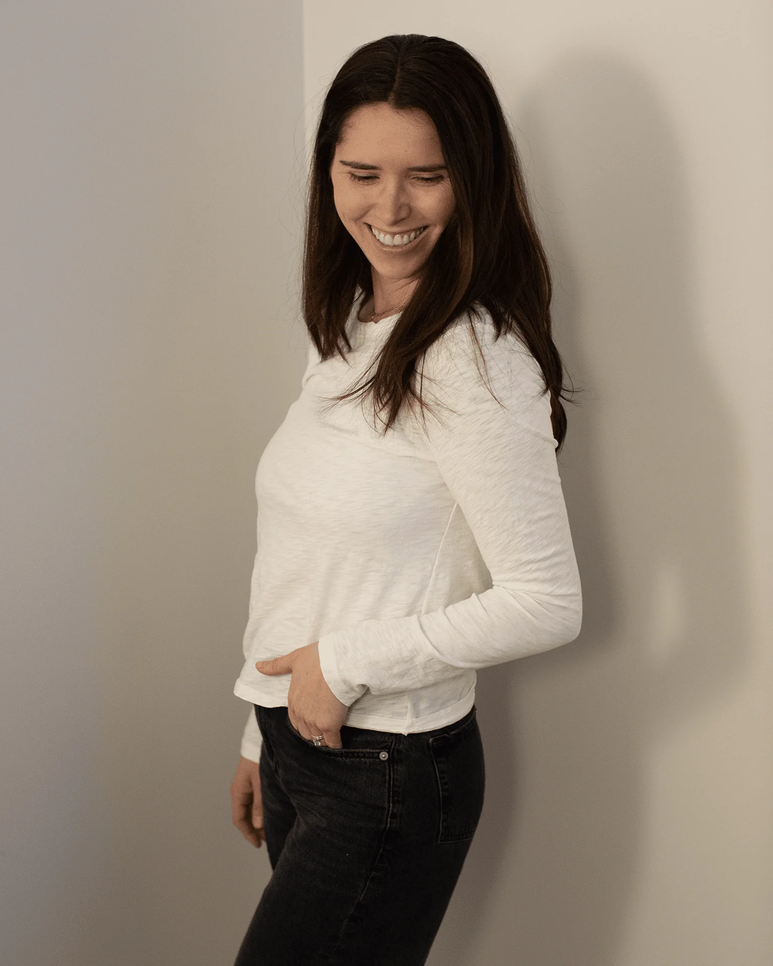 Lizzie Long Sleeve Crew Neck Top in Coconut - Image 2