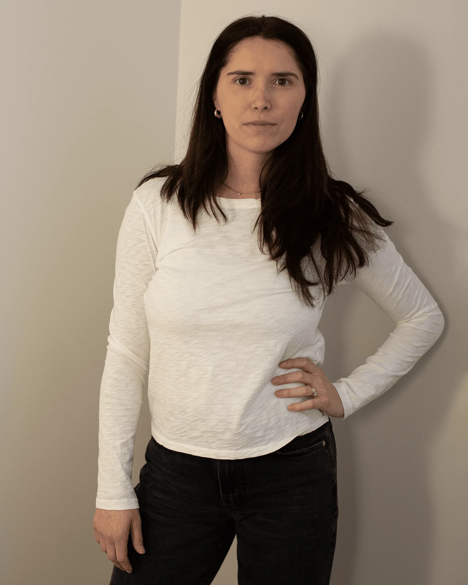 Lizzie Long Sleeve Crew Neck Top in Coconut - Image 6