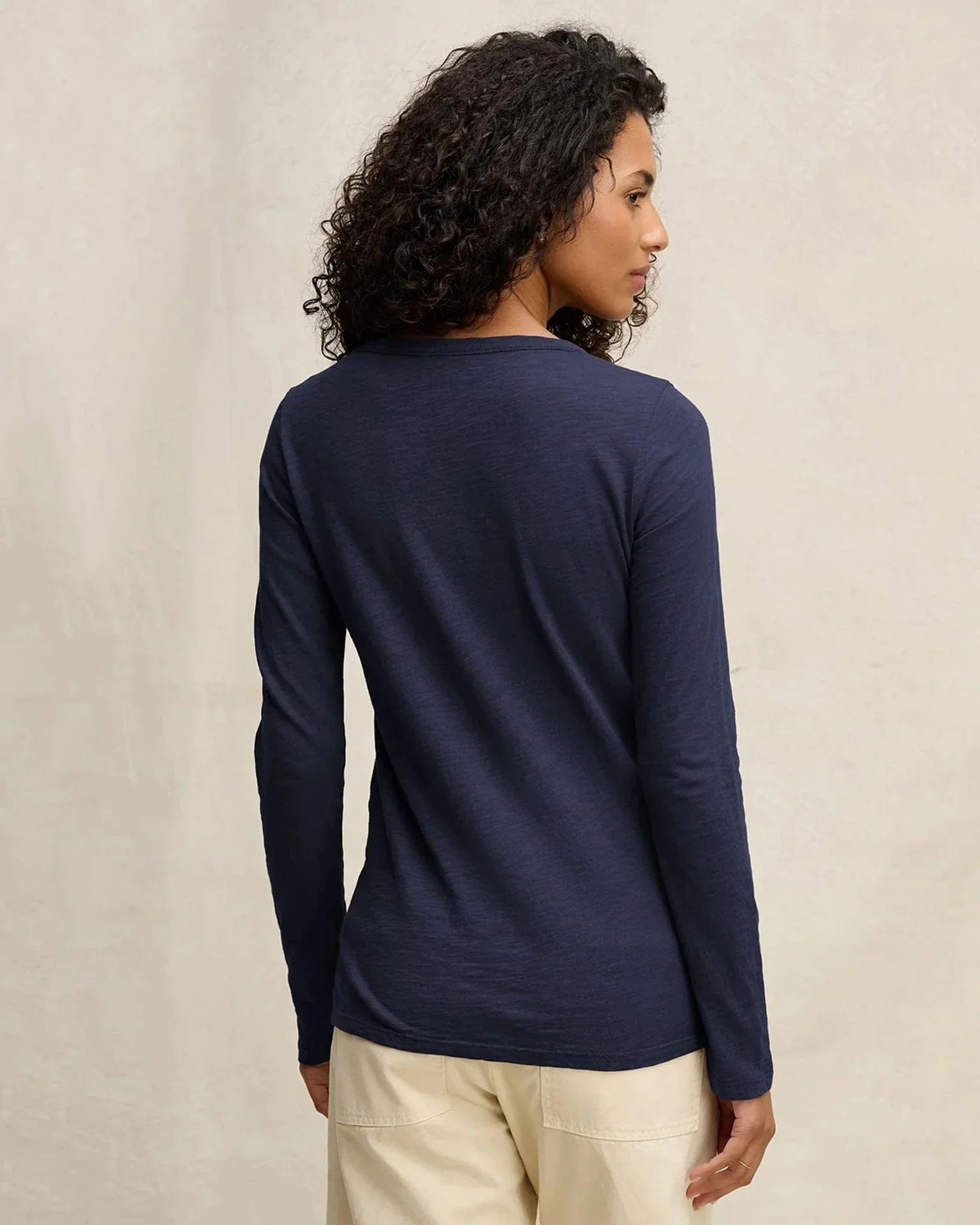 Lizzie Long Sleeve Crew Neck Top in Midnight - Image 3