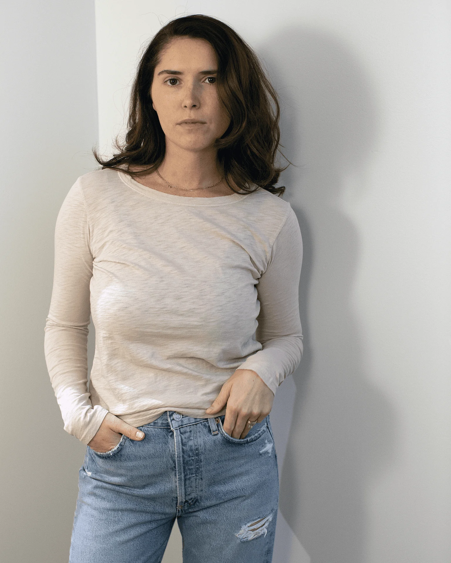Lizzie Long Sleeve Crew Neck Top in Sesame