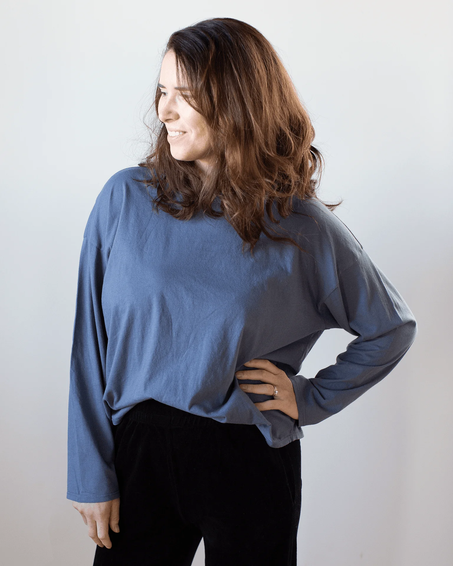Loffler Boxy Fine Jersey Tee in Indigo