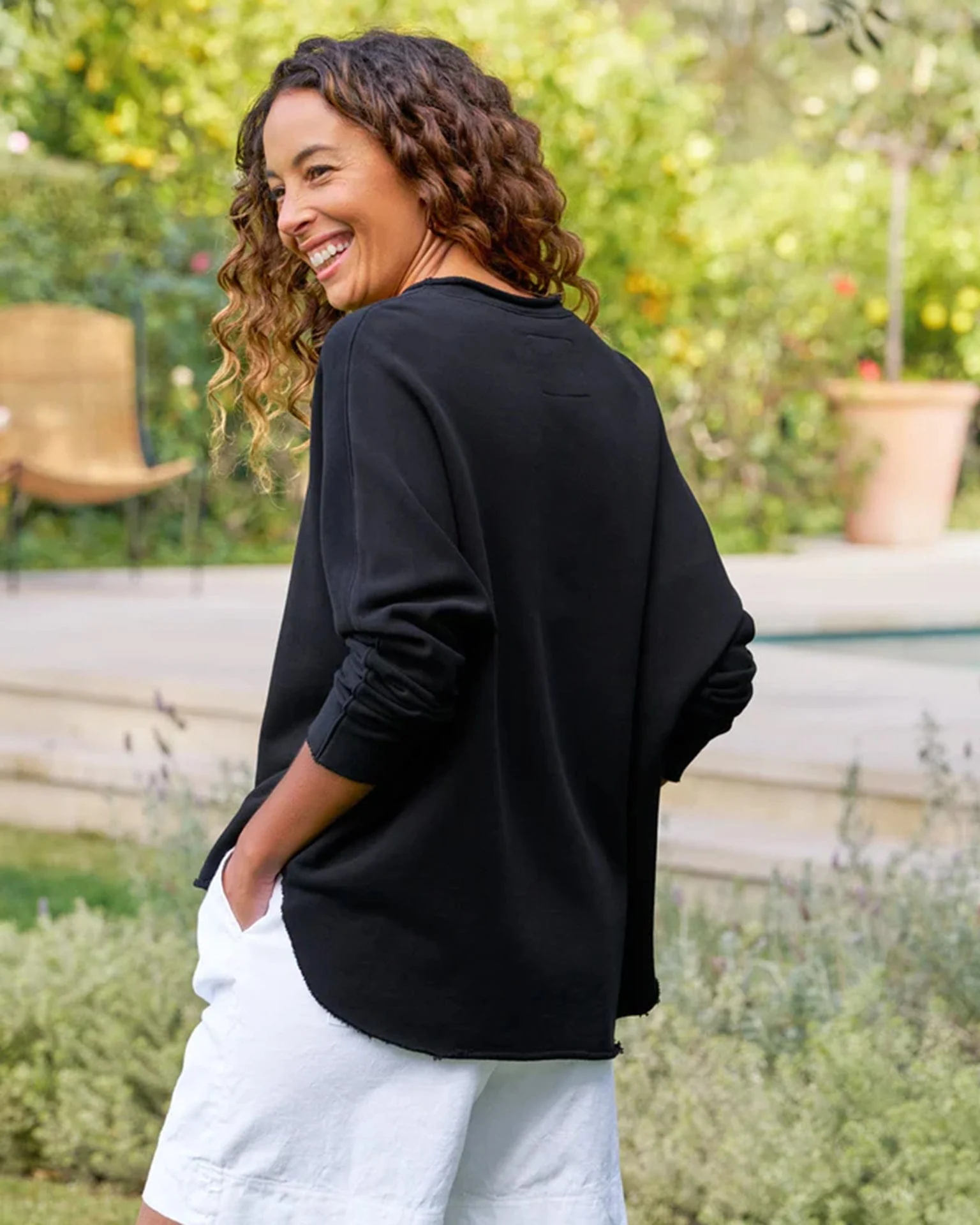 Anna Long Sleeve Capelet in Black - Image 4