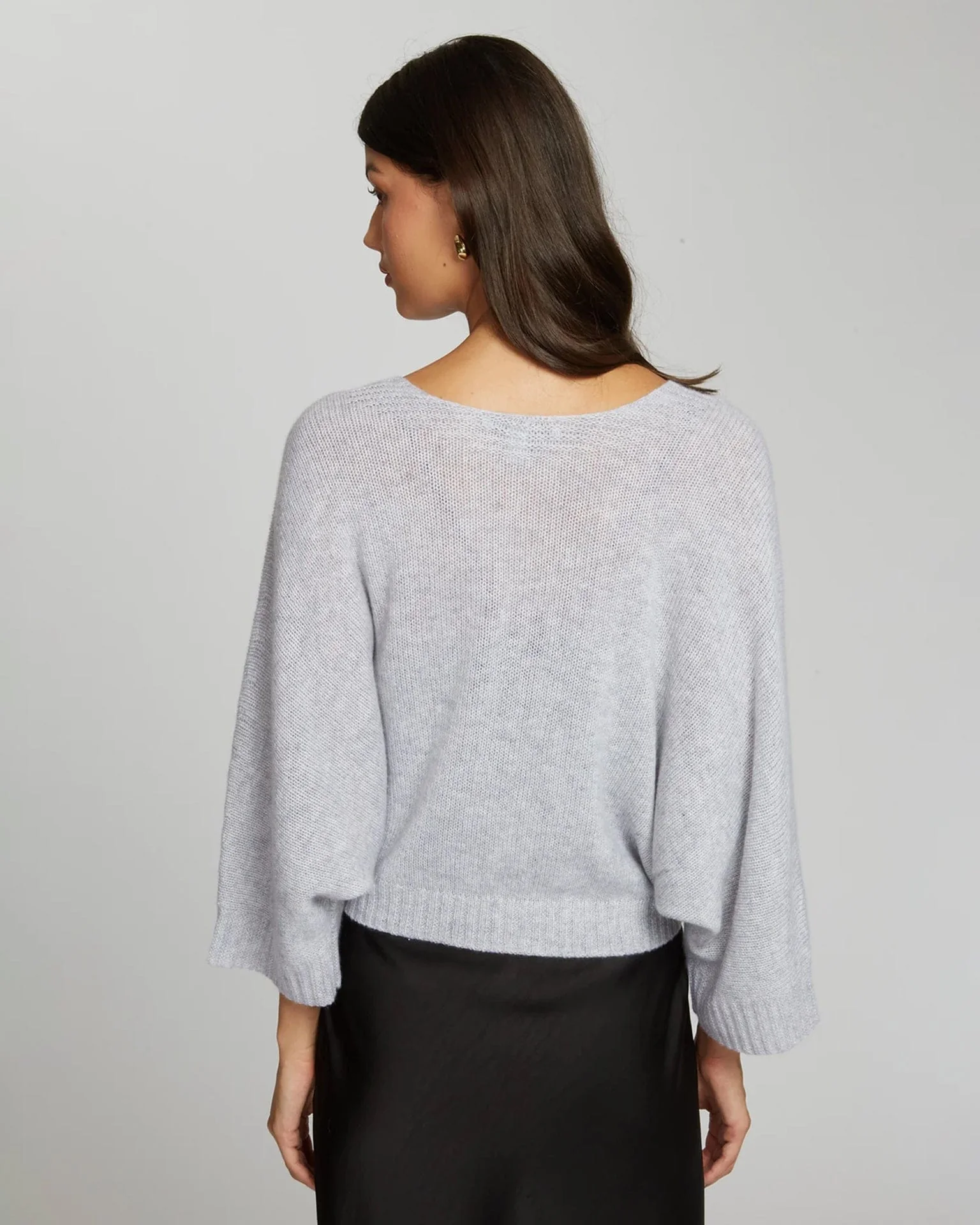 Loose Gauge Dolman Tie Front Sweater in Cinderblock - Image 4