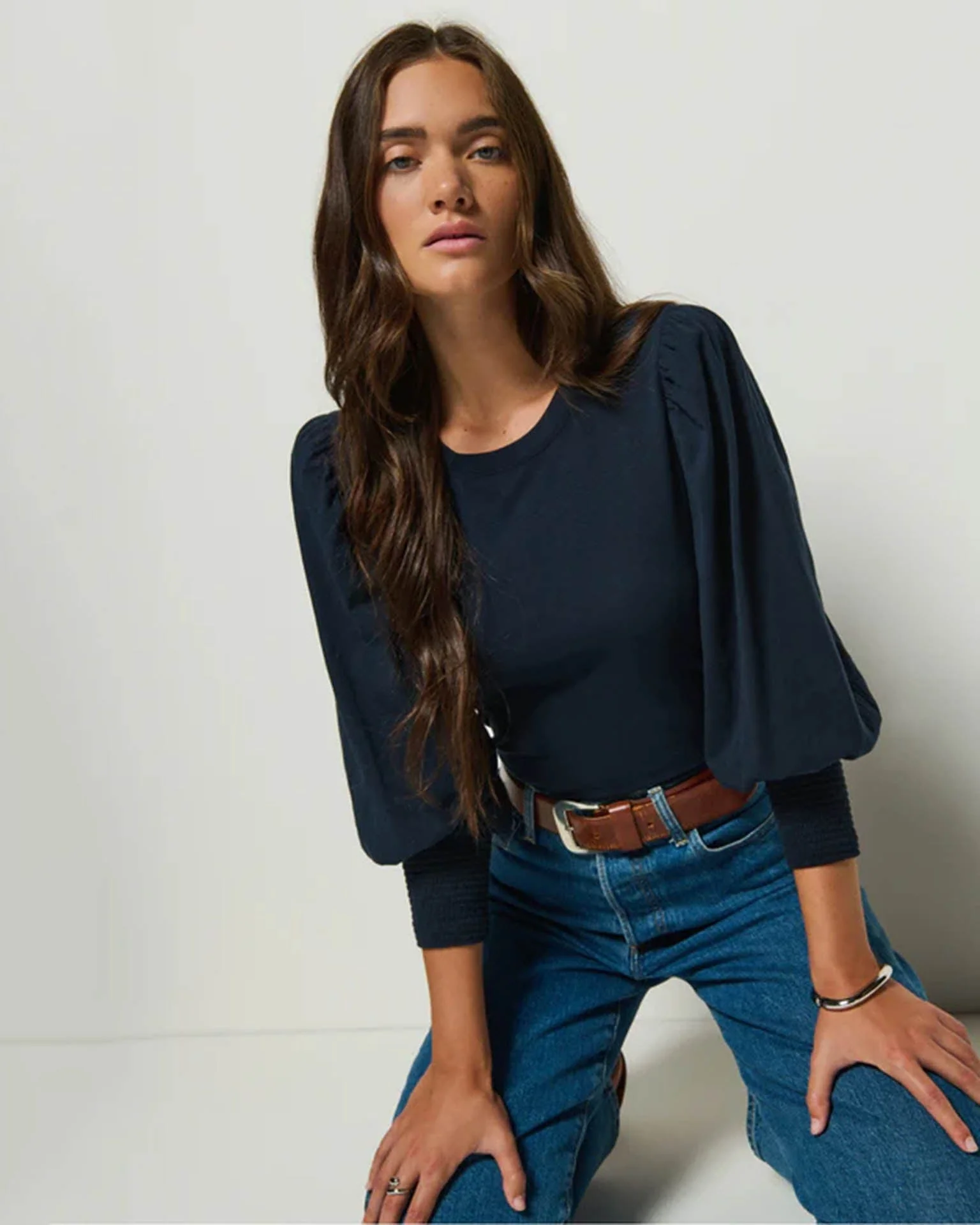 Loren Peasant Tee New Perfect Slub in Night Sky