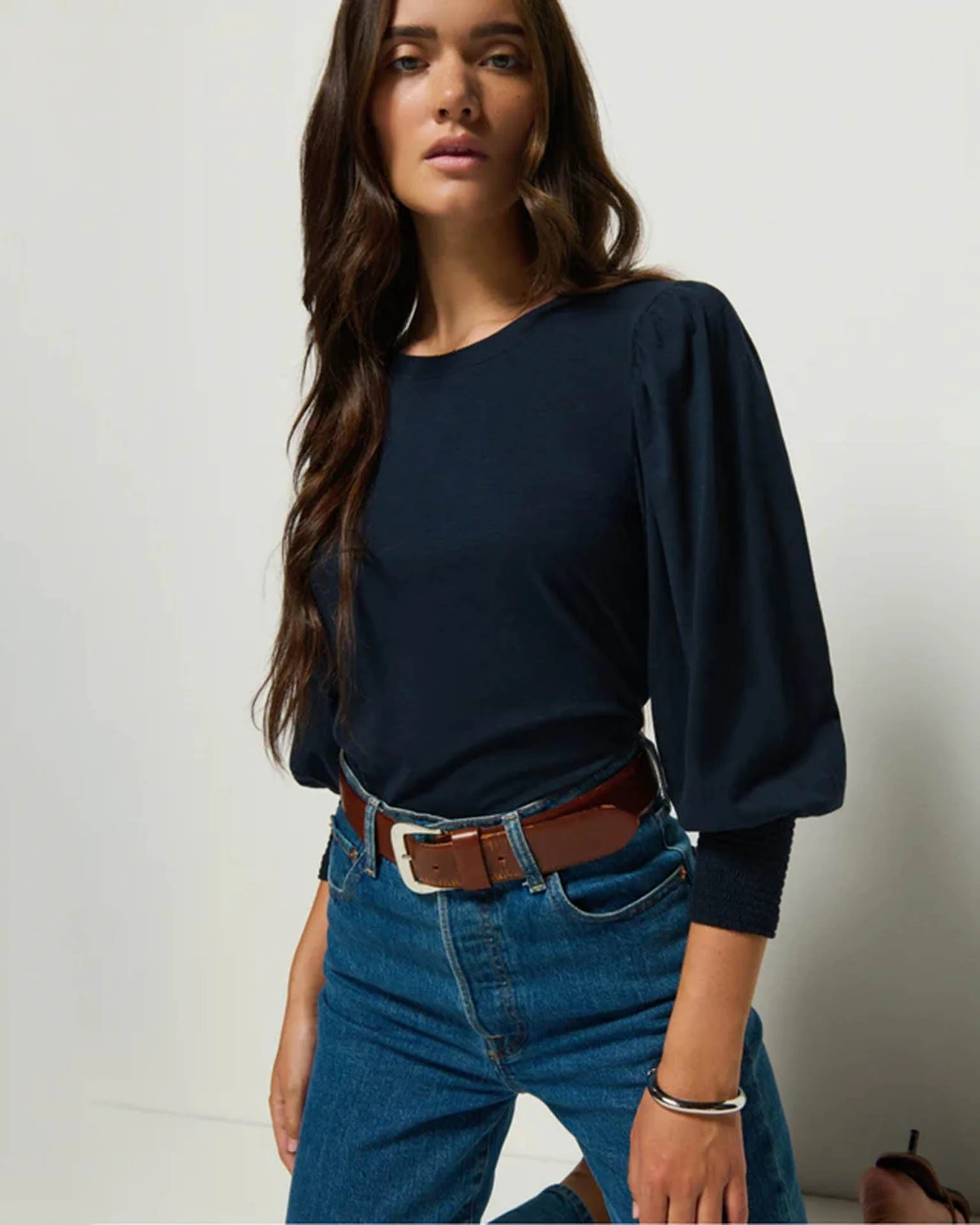 Loren Peasant Tee New Perfect Slub in Night Sky - Image 2
