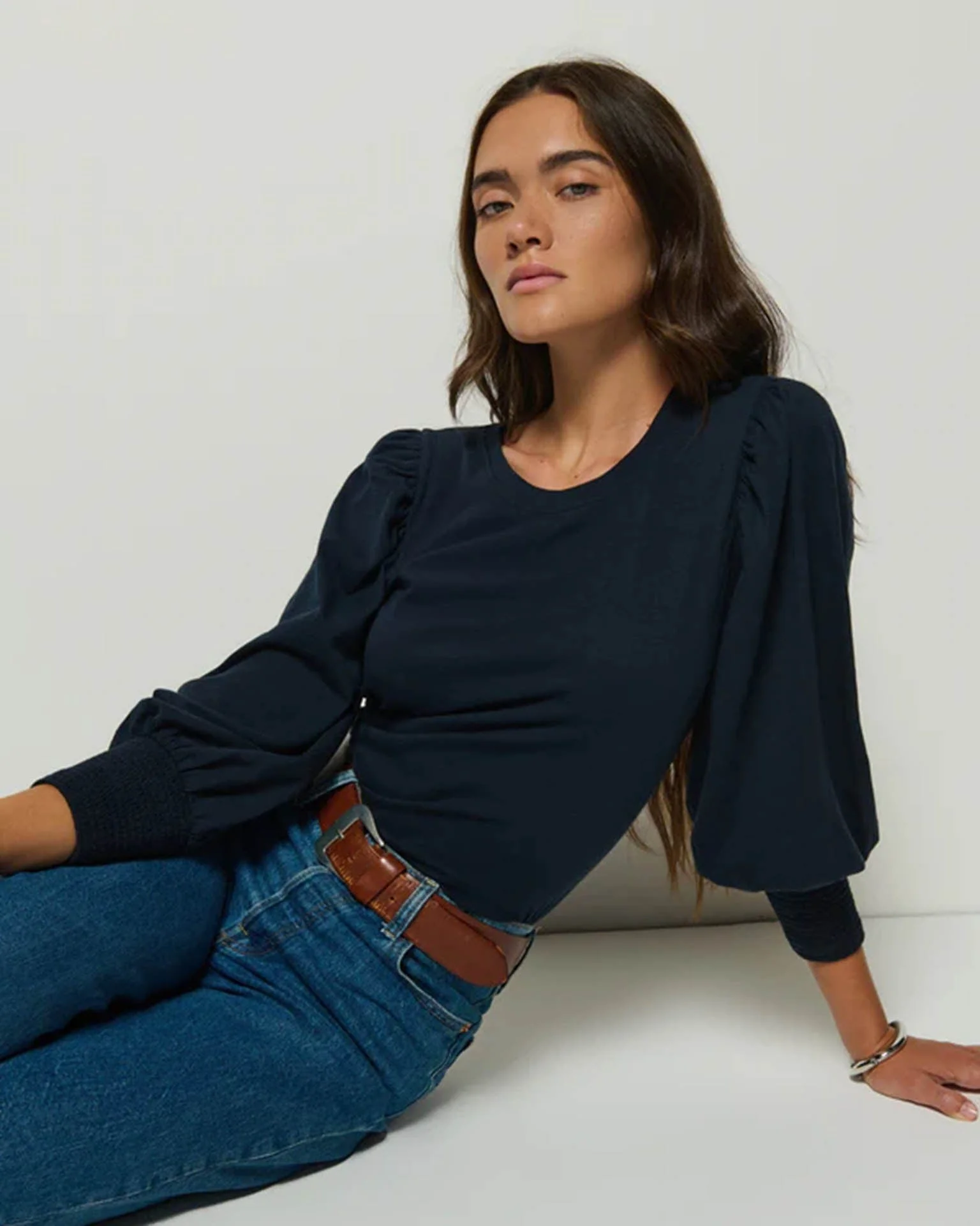 Loren Peasant Tee New Perfect Slub in Night Sky - Image 3