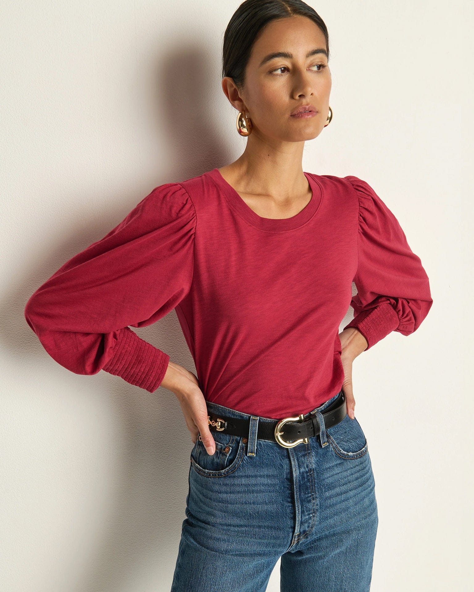 Loren Peasant Tee in Sangria