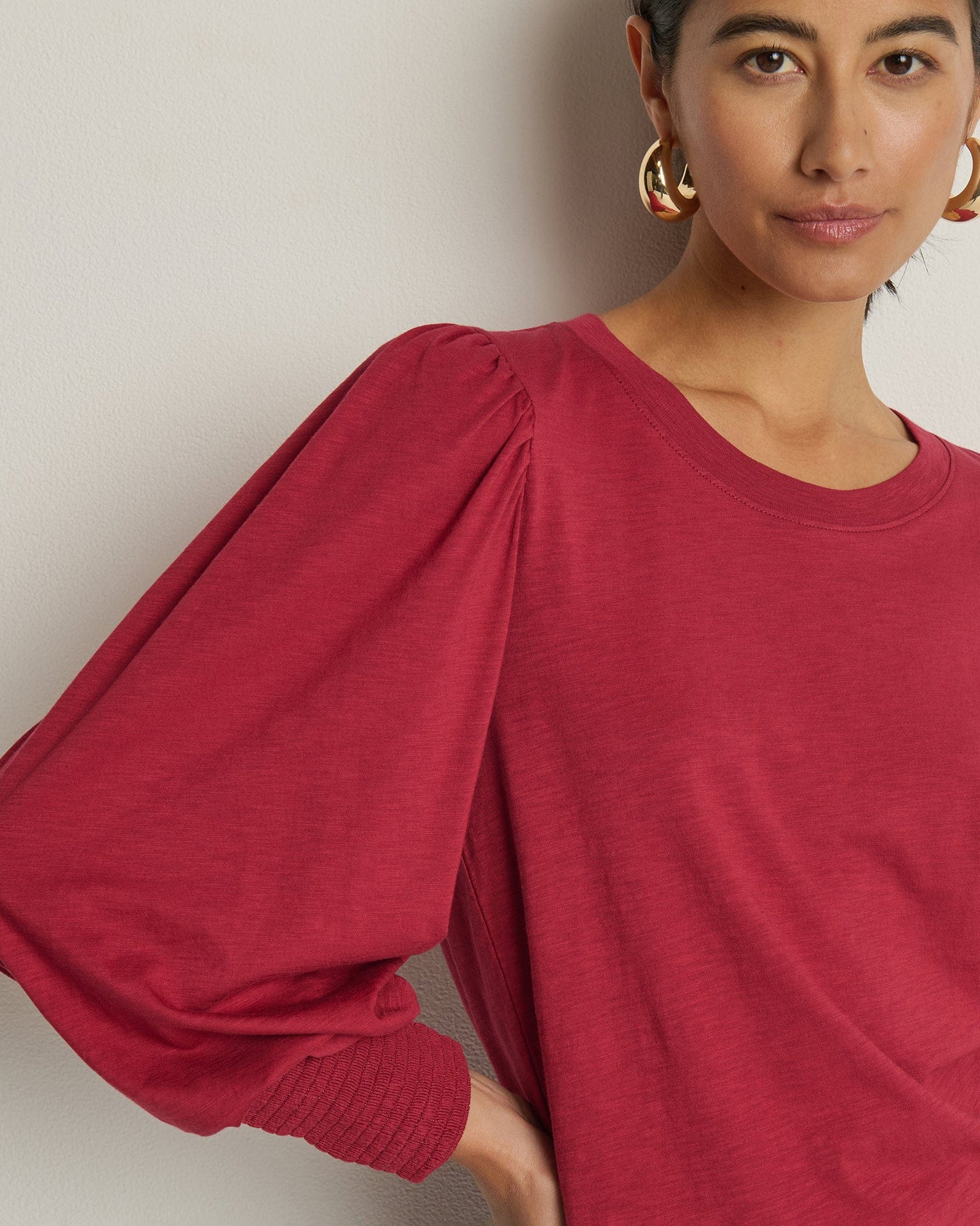 Loren Peasant Tee in Sangria - Image 3