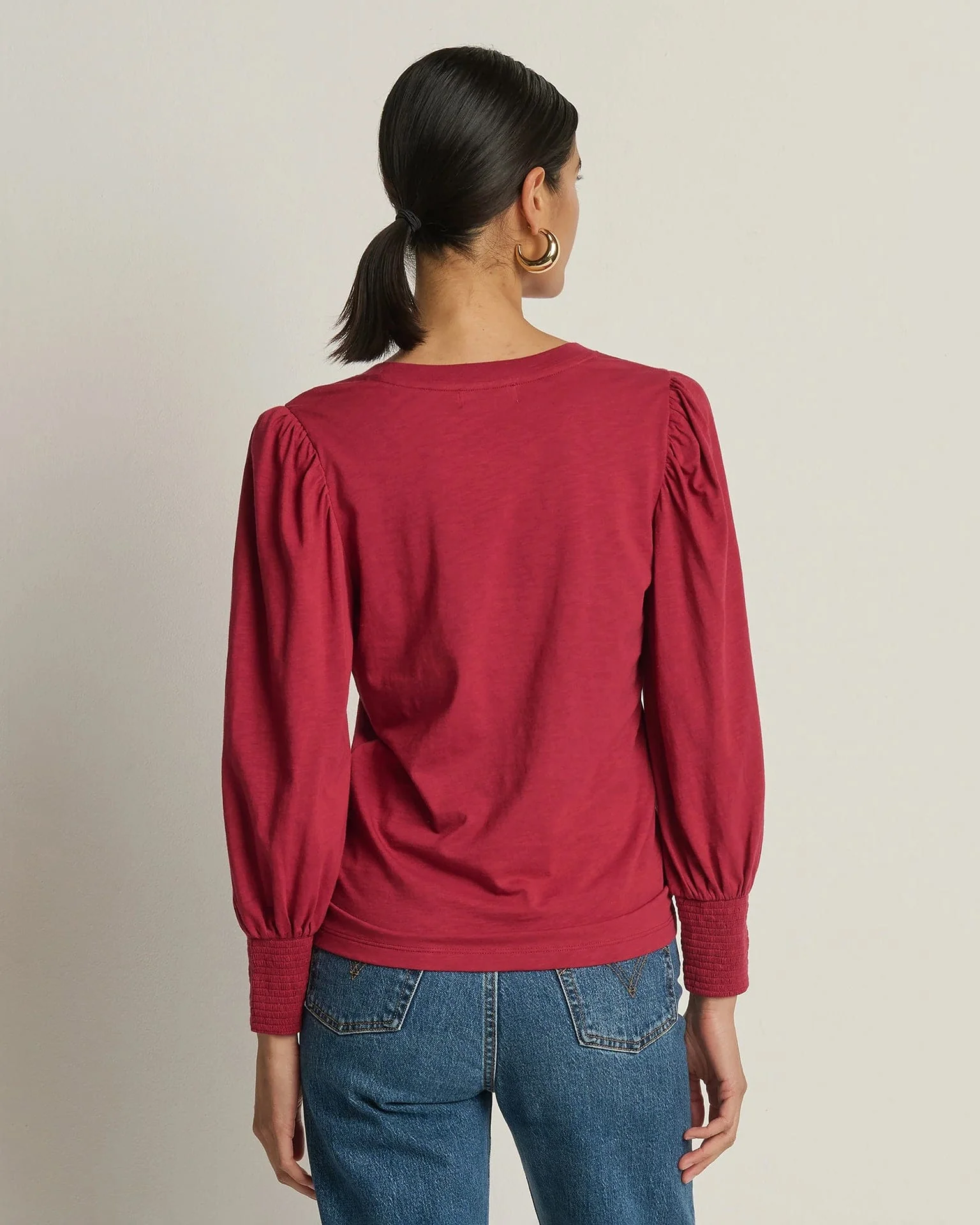 Loren Peasant Tee in Sangria - Image 4