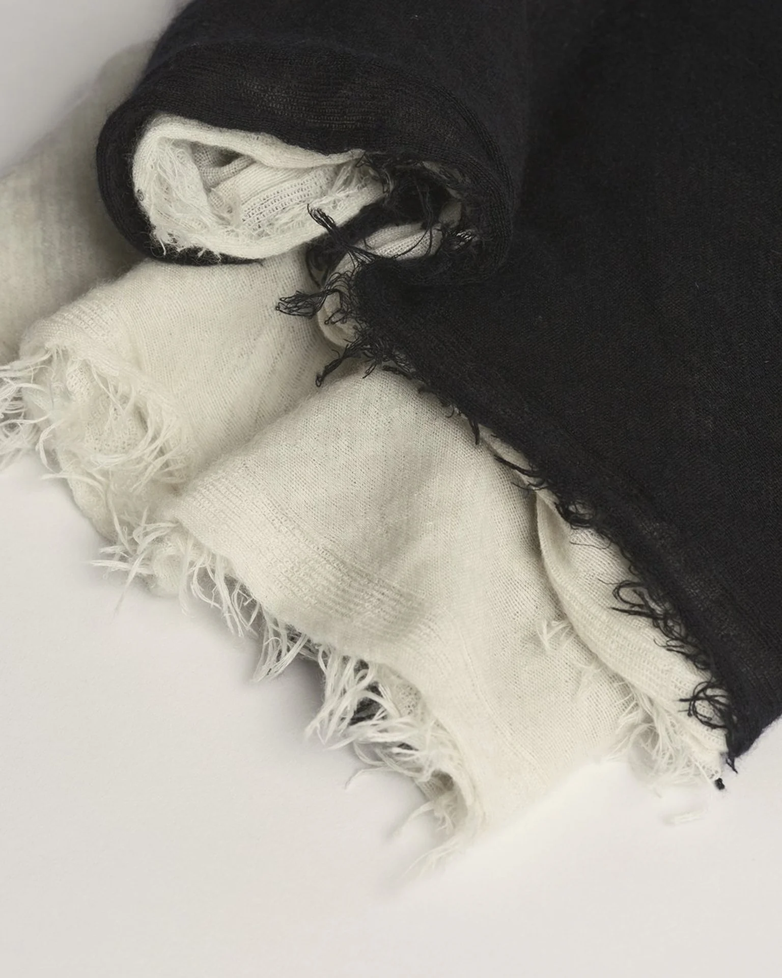 Love Duo Cashmere Scarf in Black & Milk - Image 2