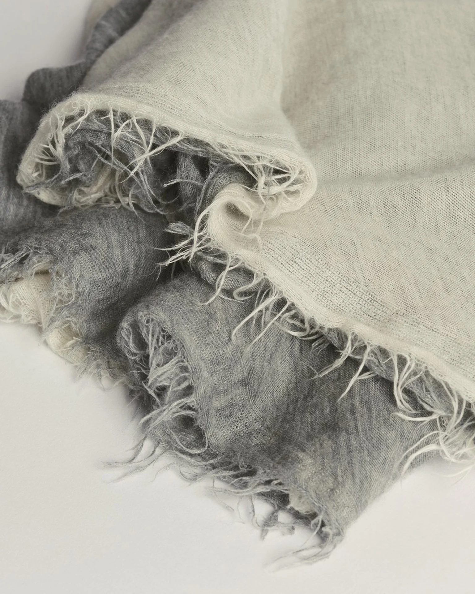 Love Duo Cashmere Scarf in Milk & Heather Grey - Image 2