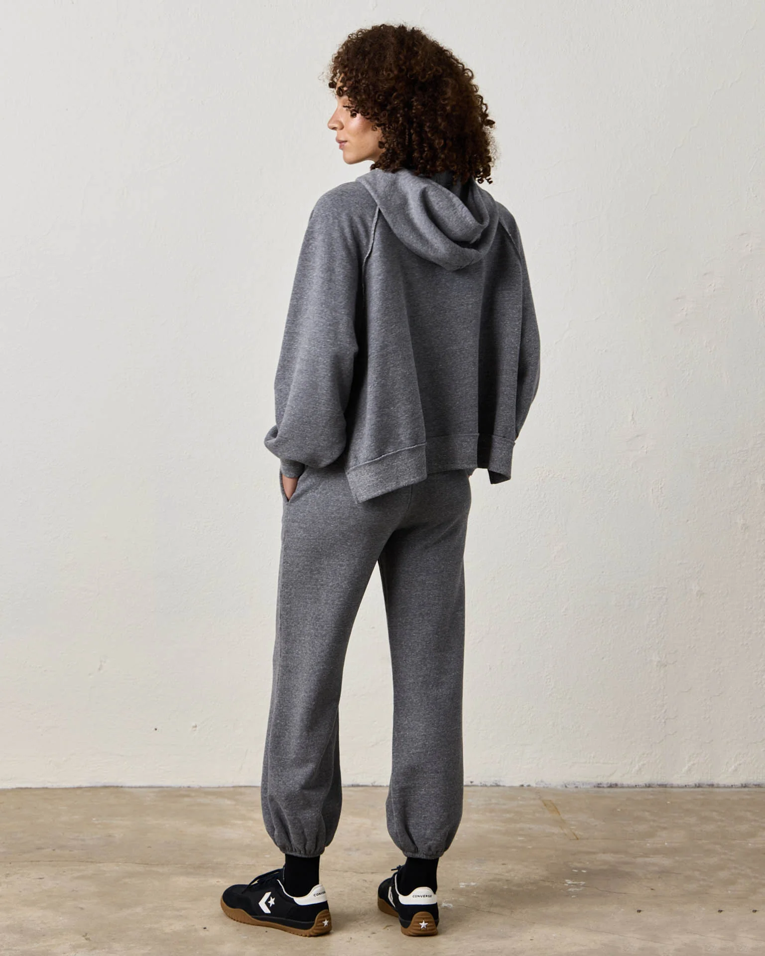 Luma Oversize FT Poncho in Charcoal Heather Grey - Image 4