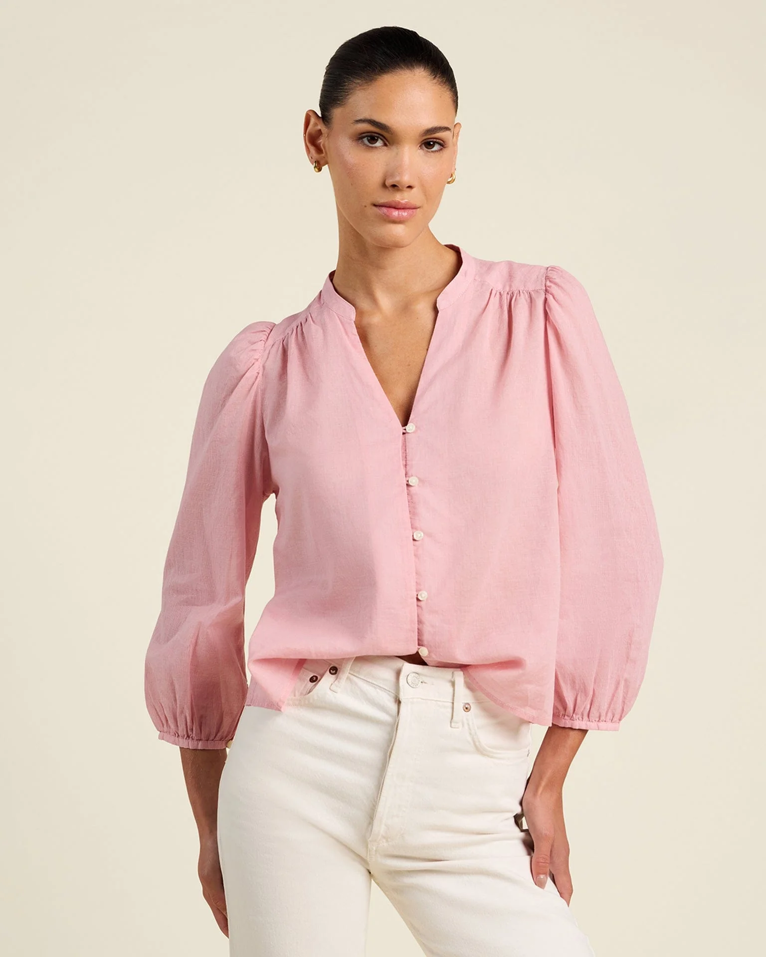 Maisey Blouse in Blush Houndstooth