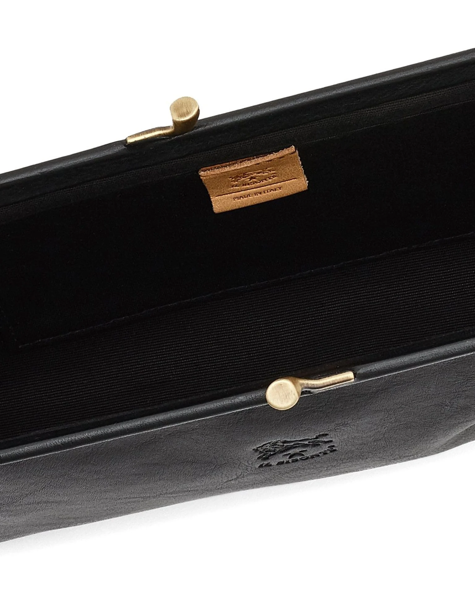 Manuela Clutch in Nero w/ Brass Hardware - Image 4