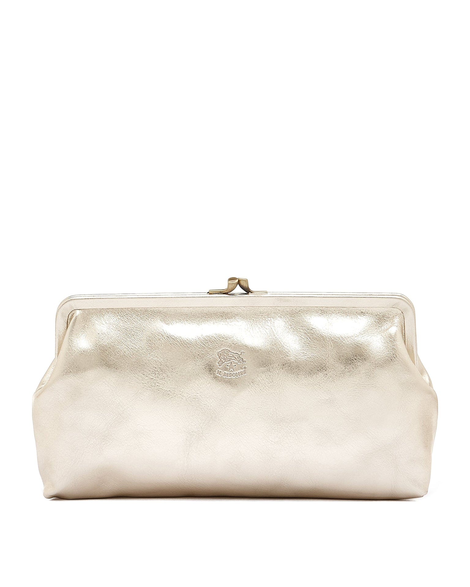 Manuela Clutch in Platino w/ Brass Hardware