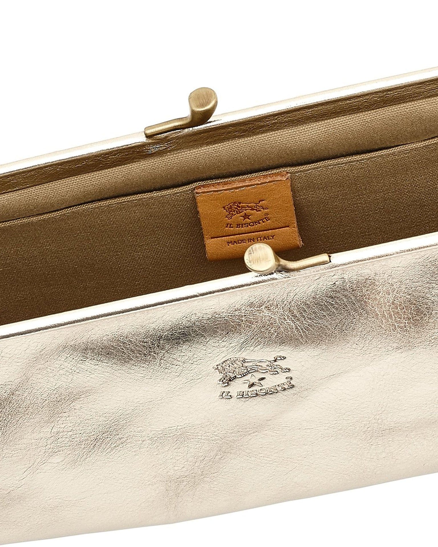 Manuela Clutch in Platino w/ Brass Hardware - Image 4