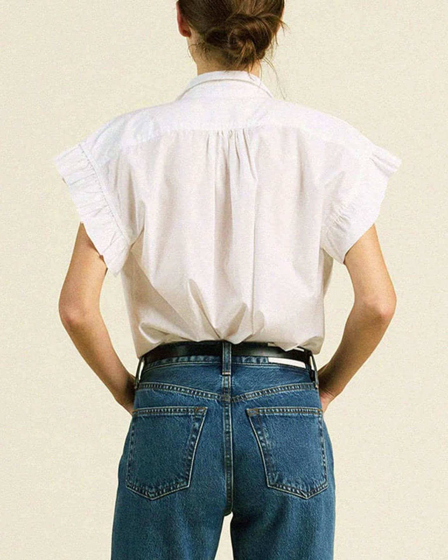 Marianne B Ruffle Sleeve Shirt in White - Image 3