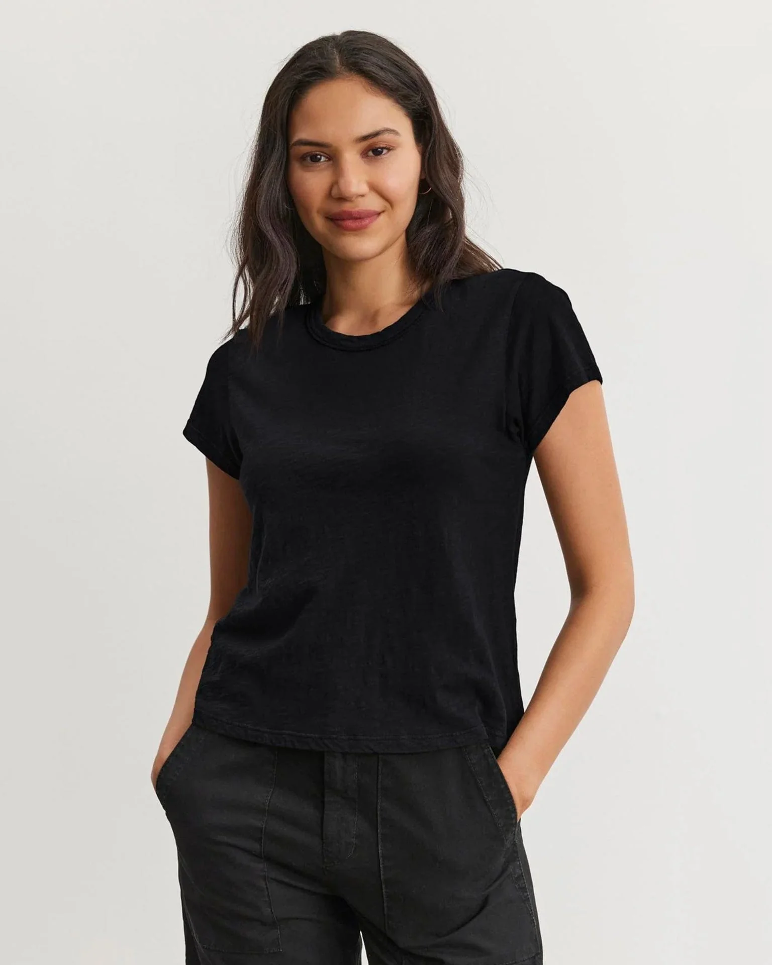 Marie S/S Crop Top in Black
