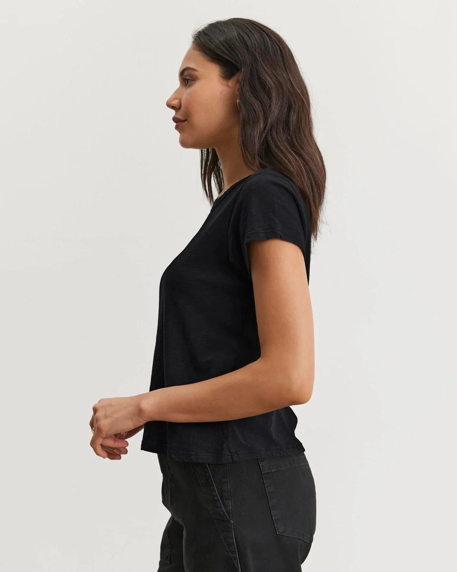 Marie S/S Crop Top in Black - Image 2