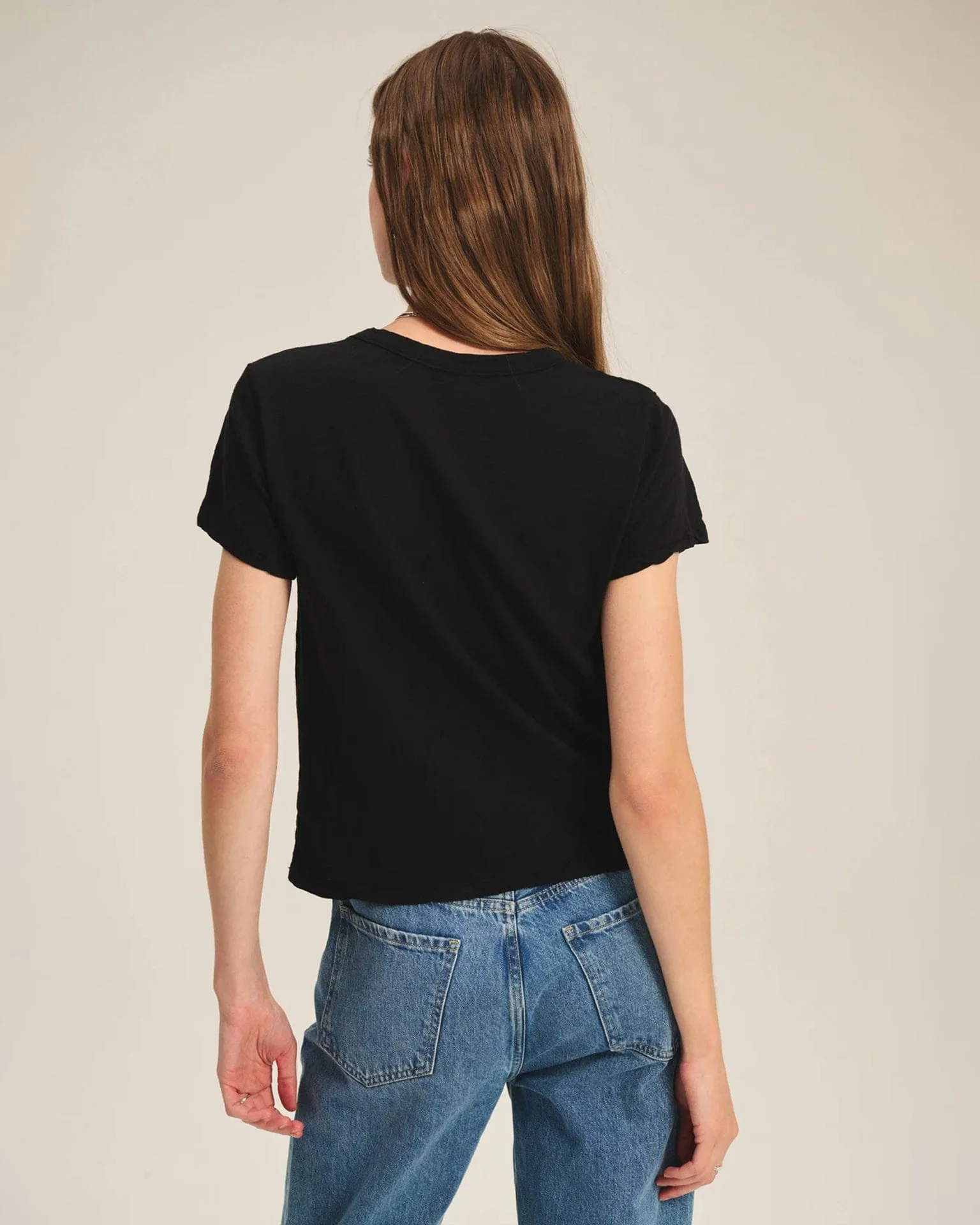 Marika Short Sleeve Crew Neck Crop Top in Black - Image 4