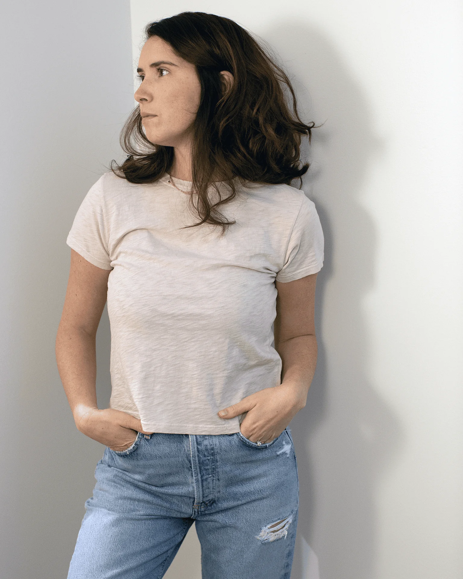 Marika Short Sleeve Crew Neck Crop Top in Dollhouse - Image 2