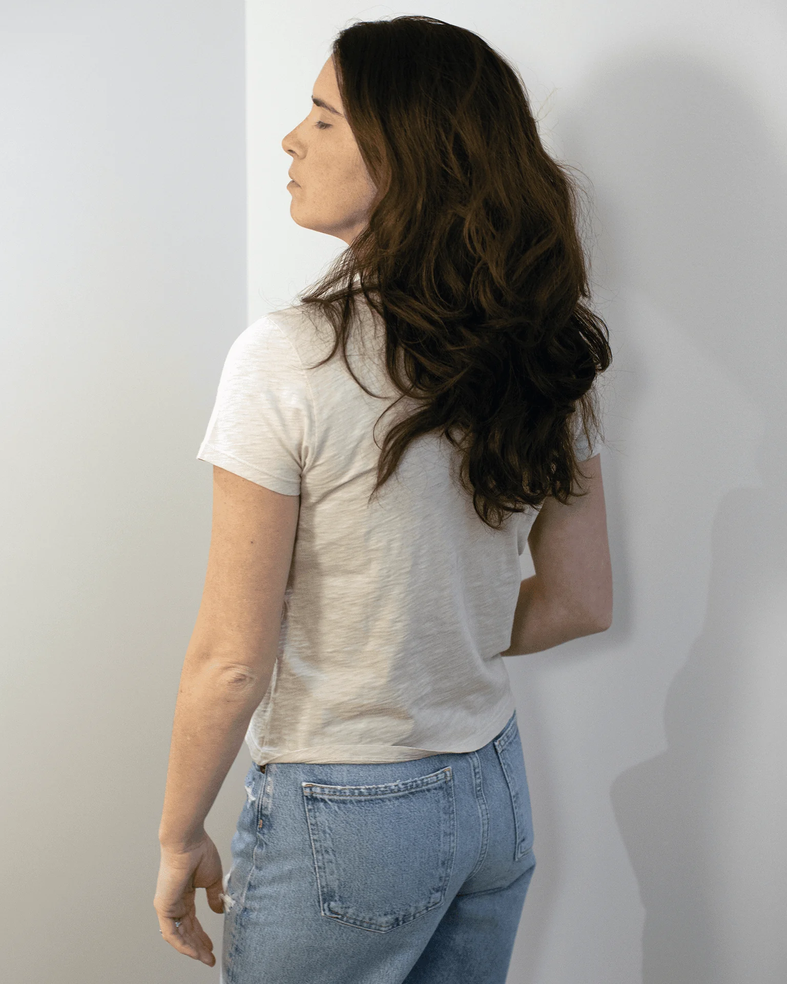 Marika Short Sleeve Crew Neck Crop Top in Sesame - Image 2