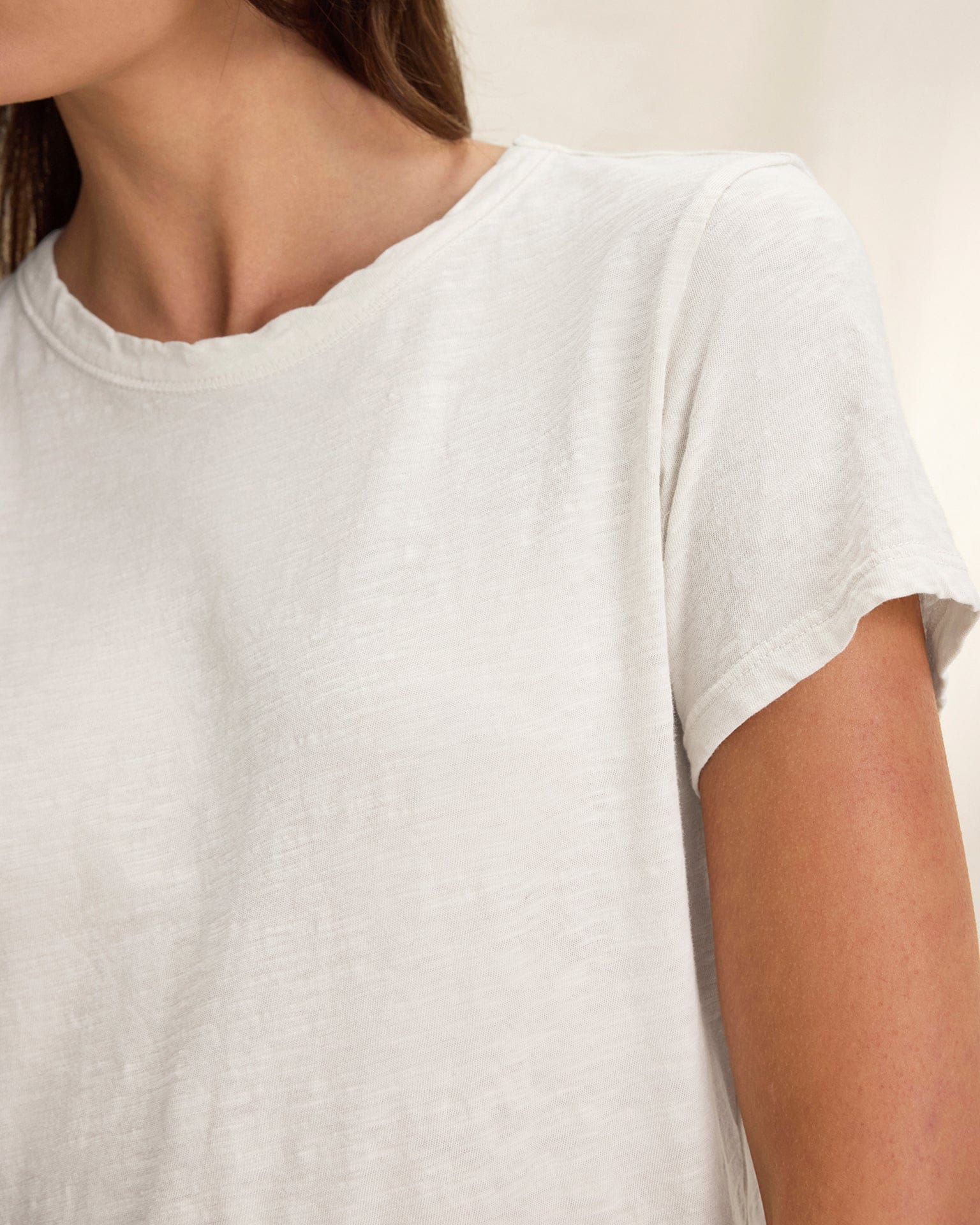 Marika Short Sleeve Crew Neck Crop Top in White - Image 2