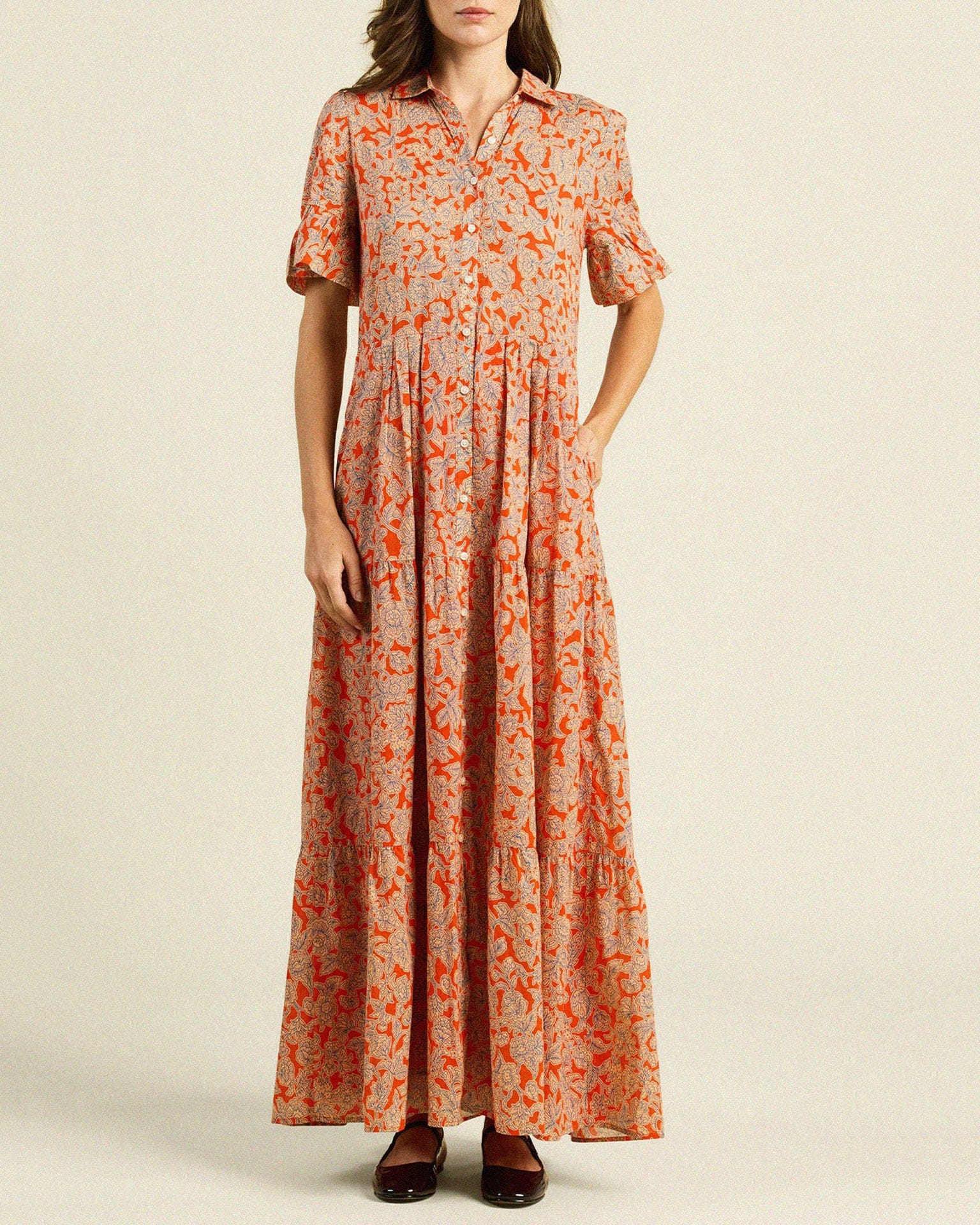 Martine Dress in Vermillion Vine