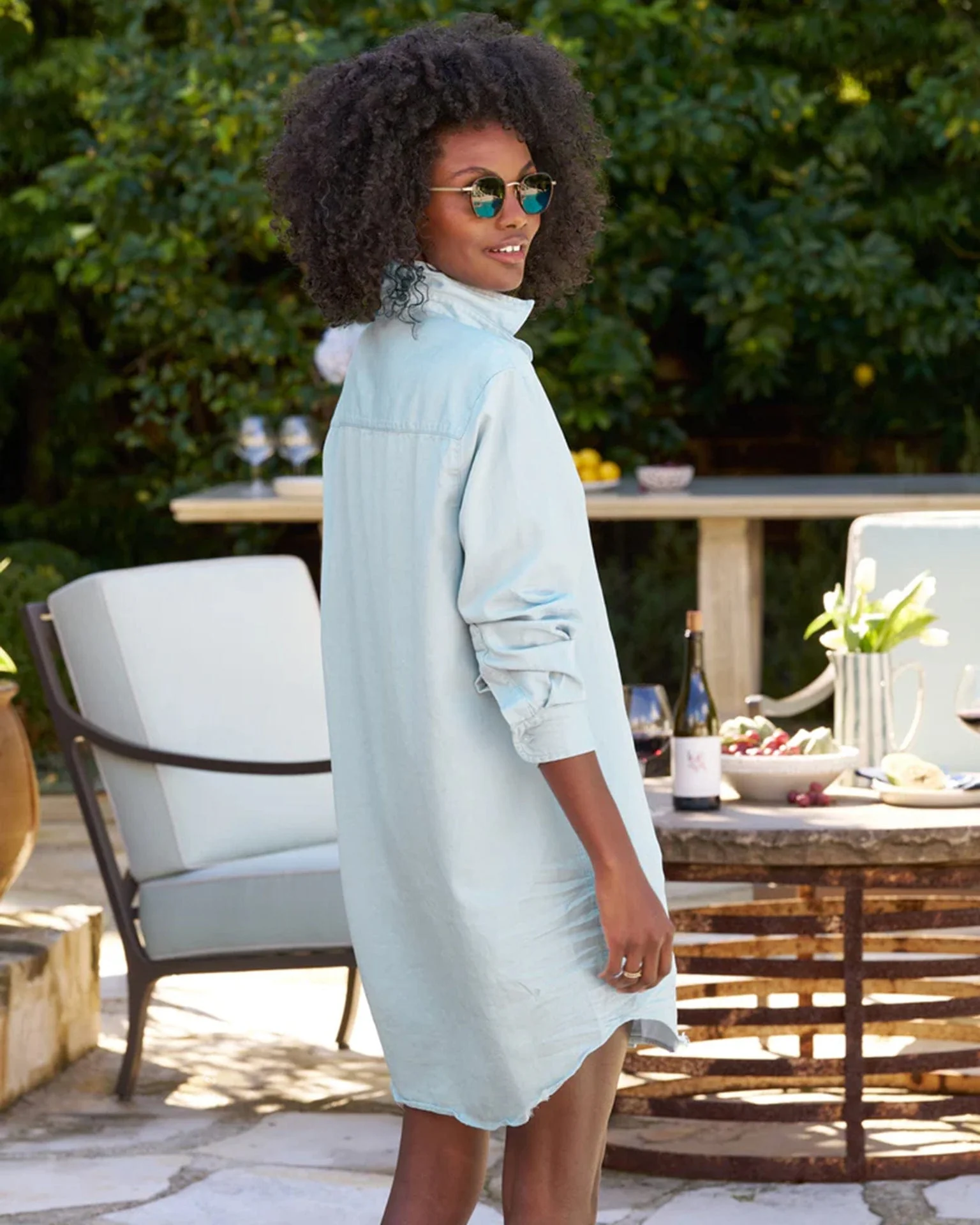 Mary Dress in Classic Blue w/ Tattered Wash - Image 2