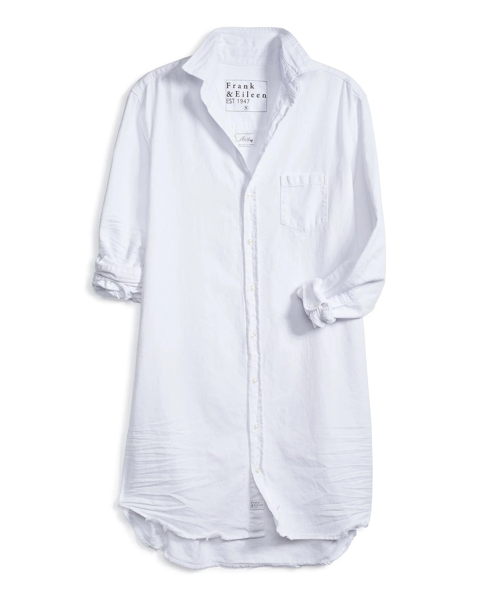 Mary Shirtdress in White Famous Denim - Image 4