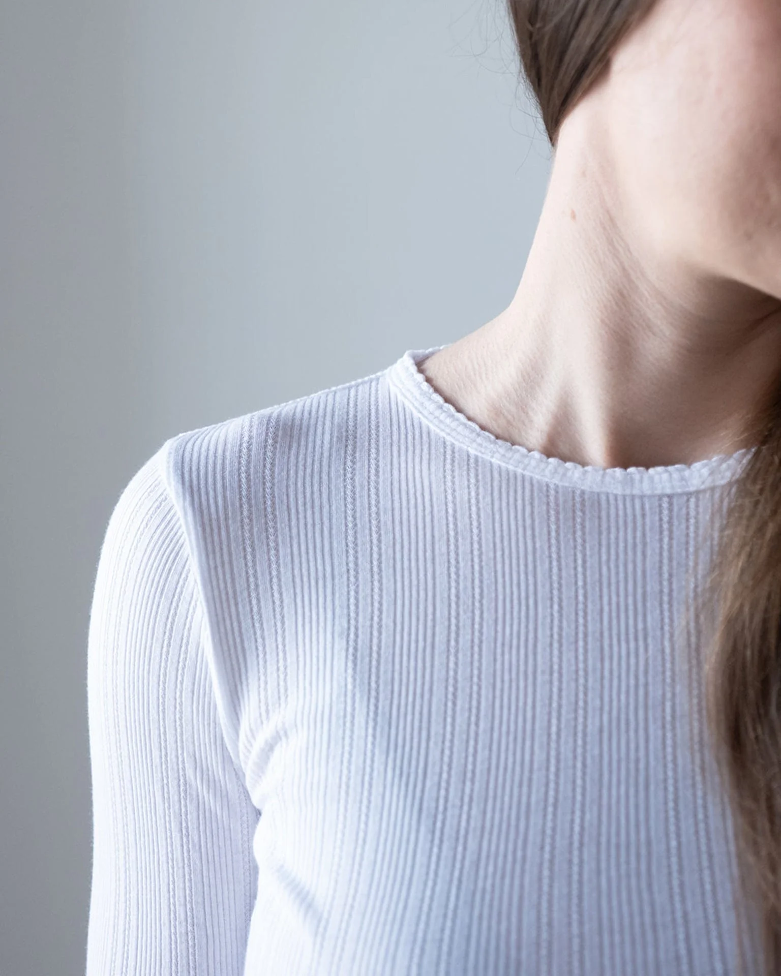 Mauri L/S Crew Neck Top in White - Image 2