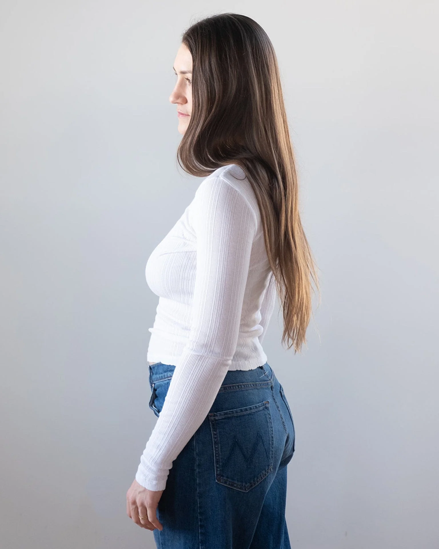 Mauri L/S Crew Neck Top in White - Image 3
