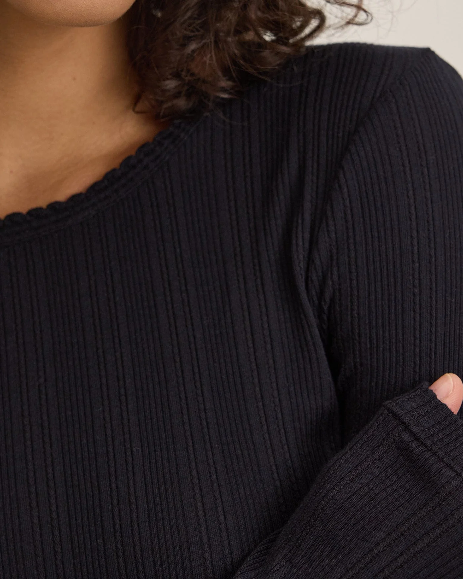Mauri L/S Crew Neck Top in Black - Image 2