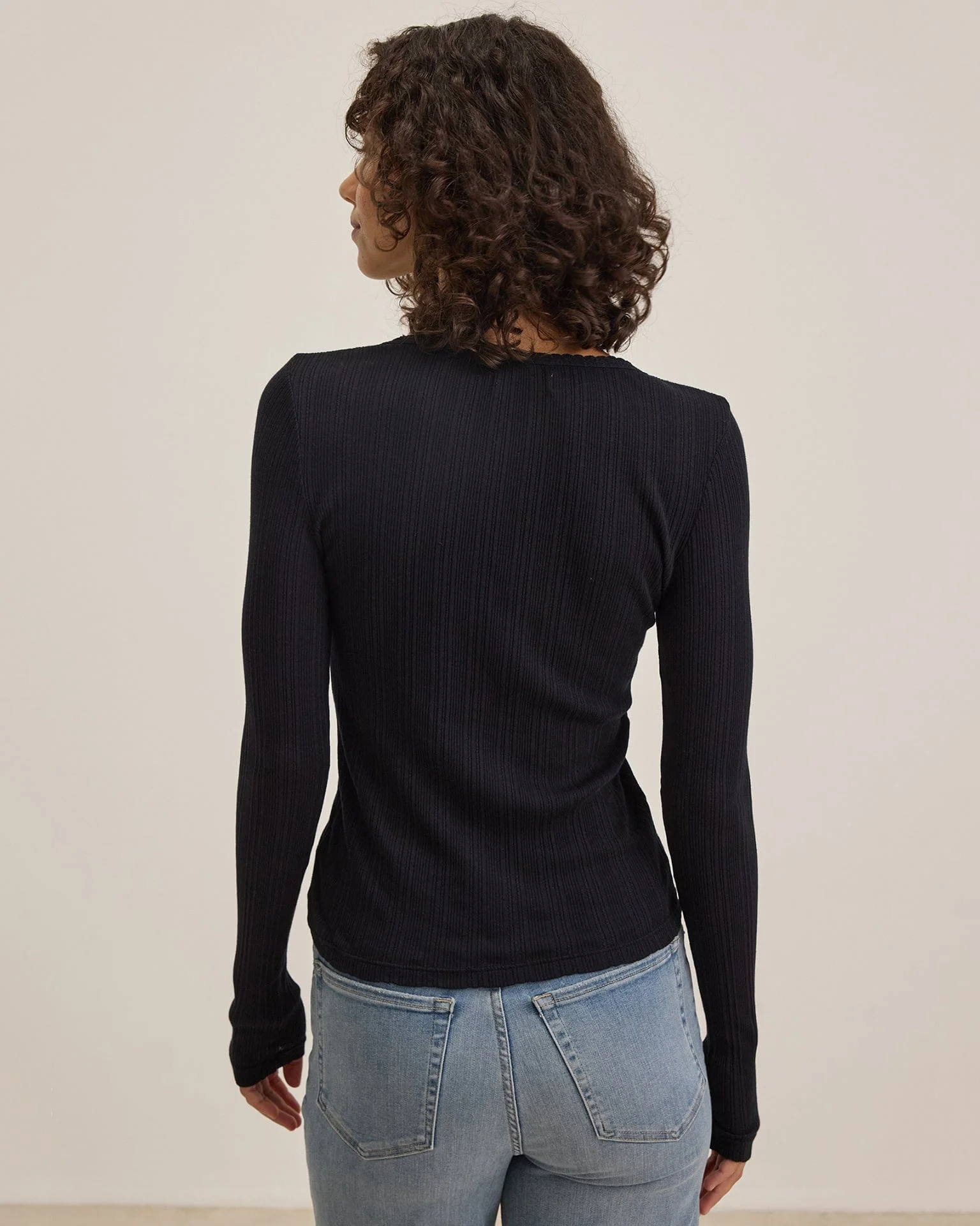 Mauri L/S Crew Neck Top in Black - Image 3